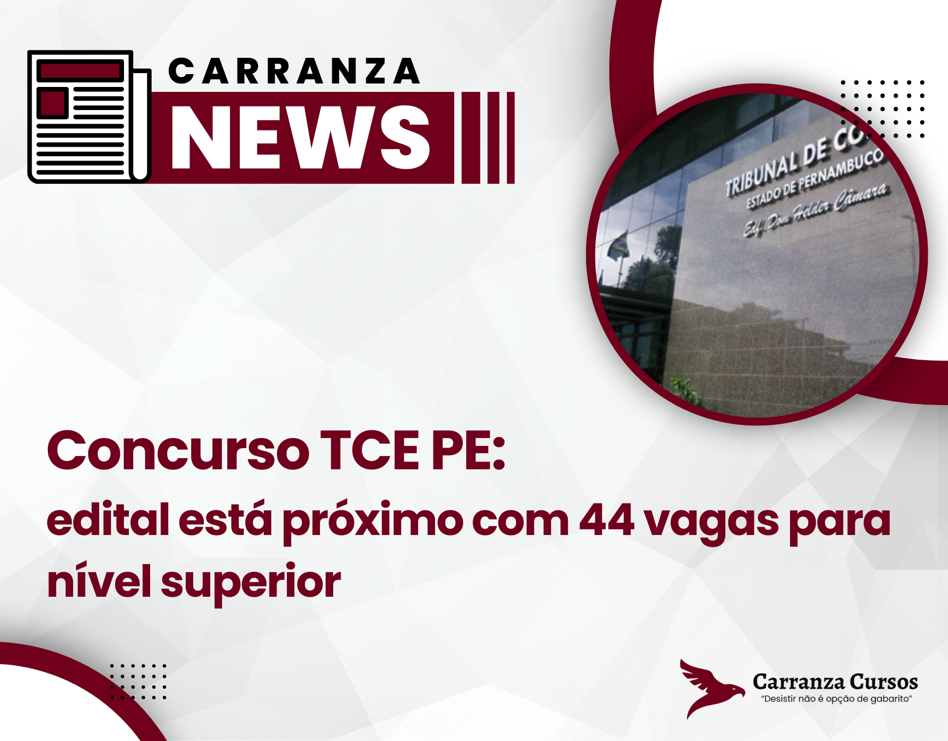 Concurso TCE PE: edital está próximo com 44 vagas para nível superior