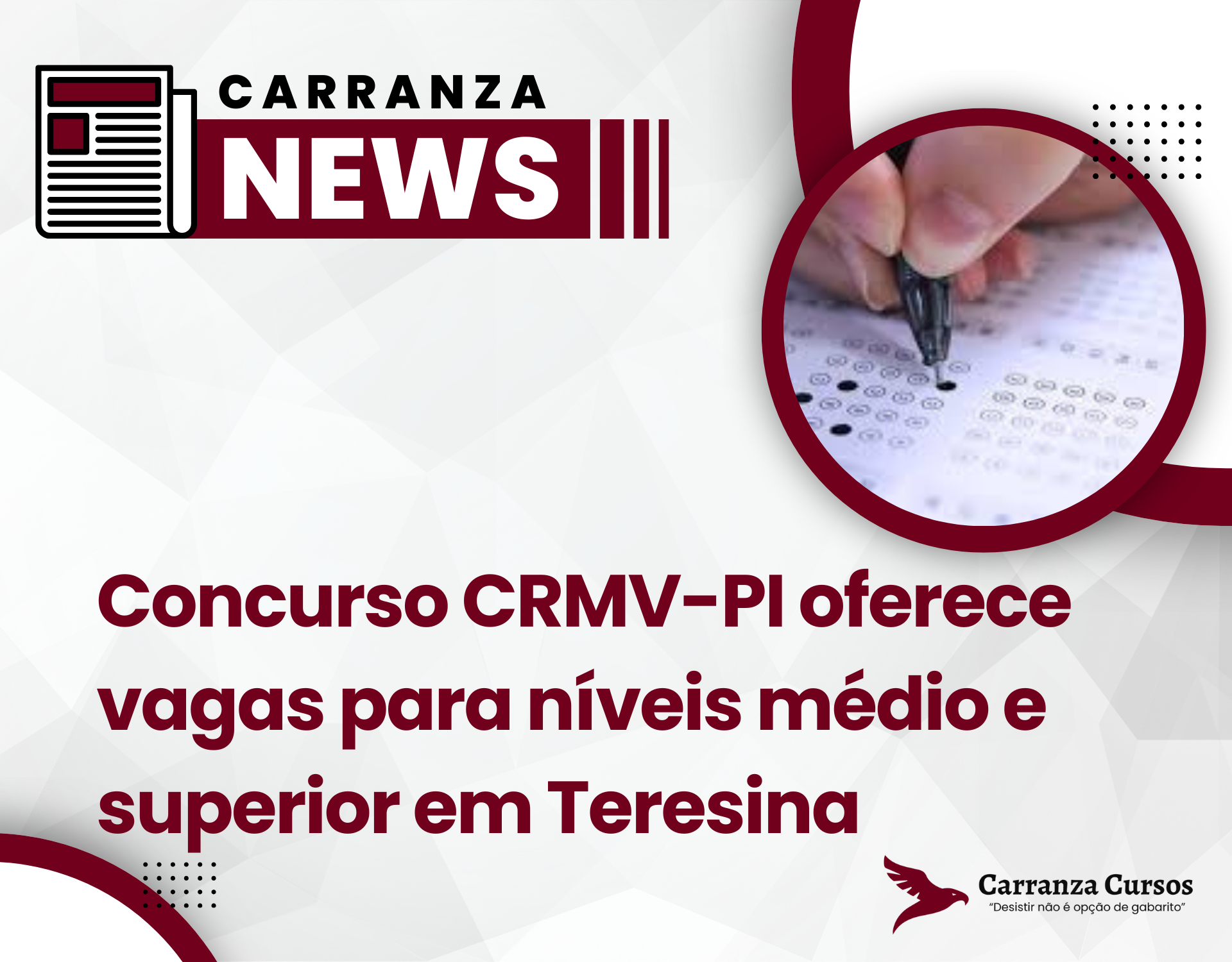 Concurso CRMV-PI oferece vagas para níveis médio e superior em Teresina.