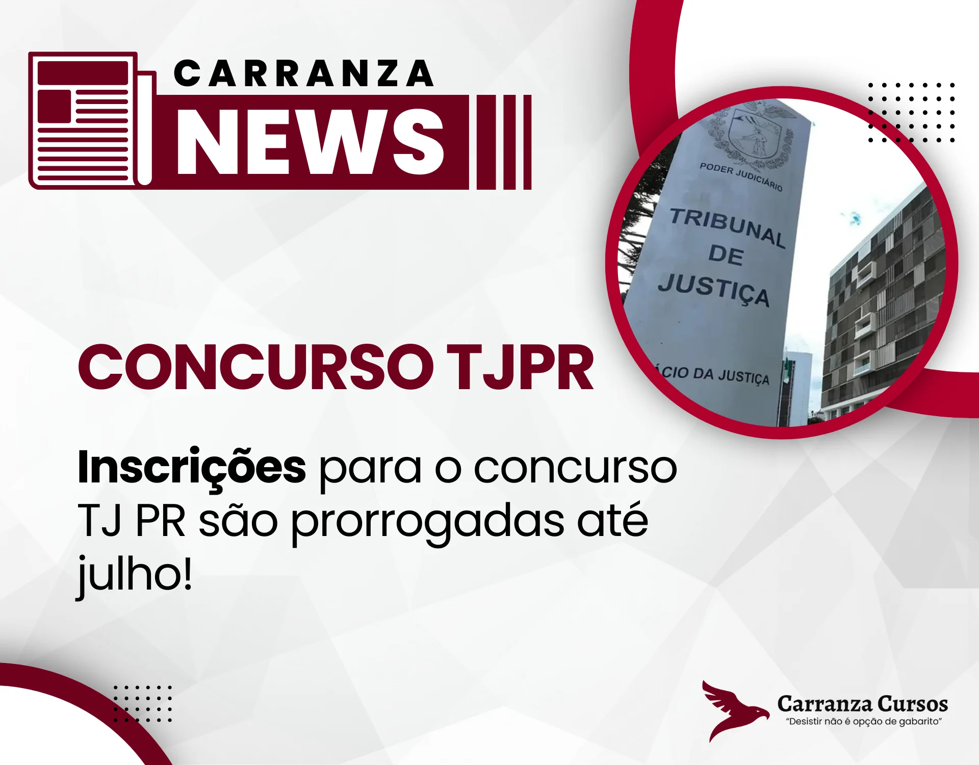 CONCURSO TJ PR 2025: Inscrições são prorrogadas até julho: