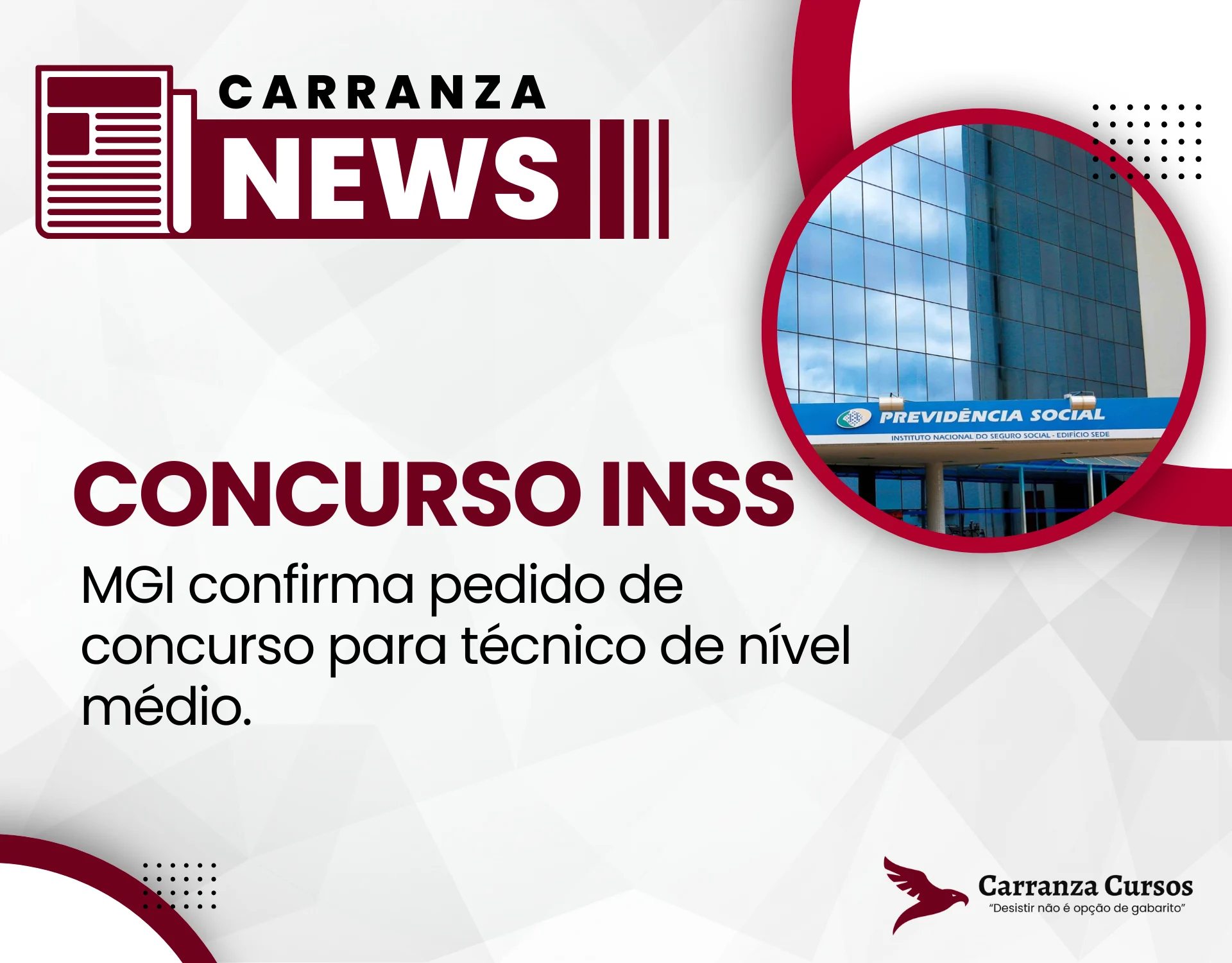 CONCURSO INSS 2025: MGI confirma pedido de concurso para técnico de nível médio.
