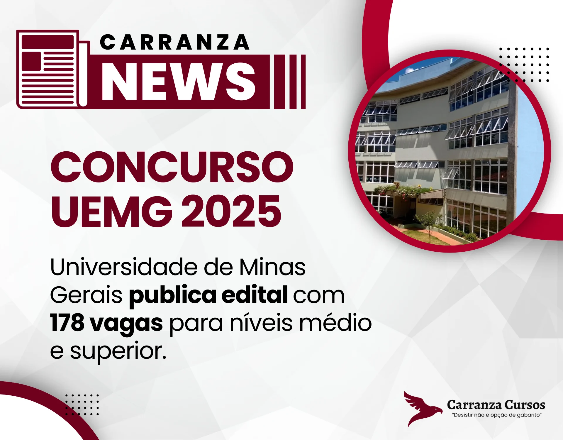CONCURSO UEMG É PUBLICADO: Abre 178 vagas para níveis médio e superior!