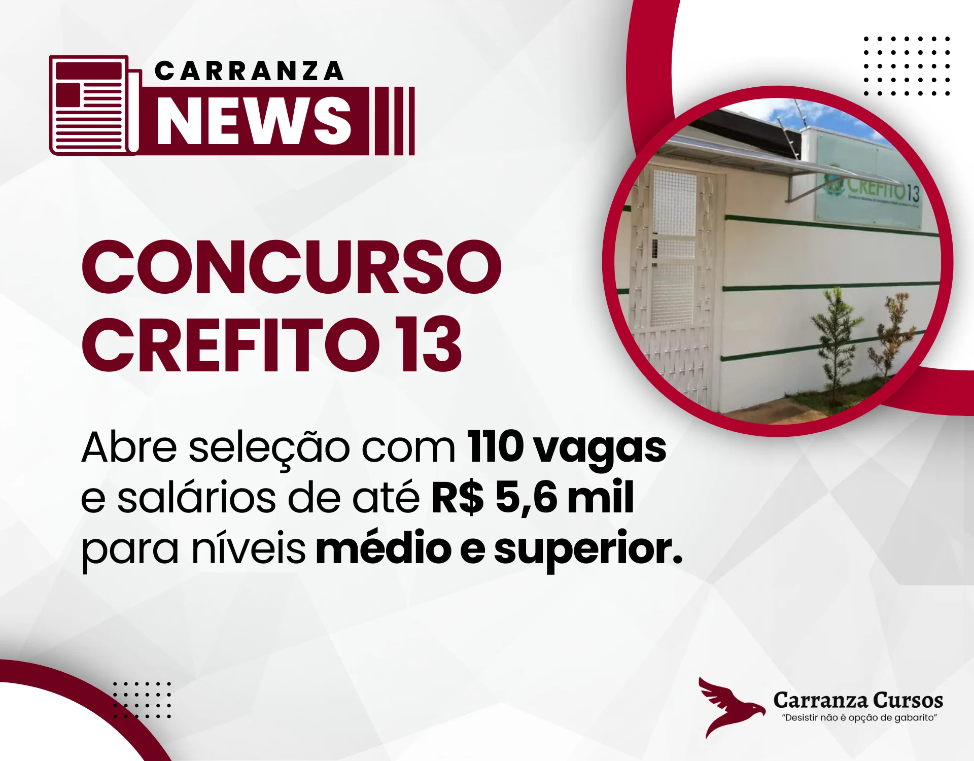CONCURSO CREFITO 13: Abre seleção com 110 vagas e salários de até R$ 5,6 mil!