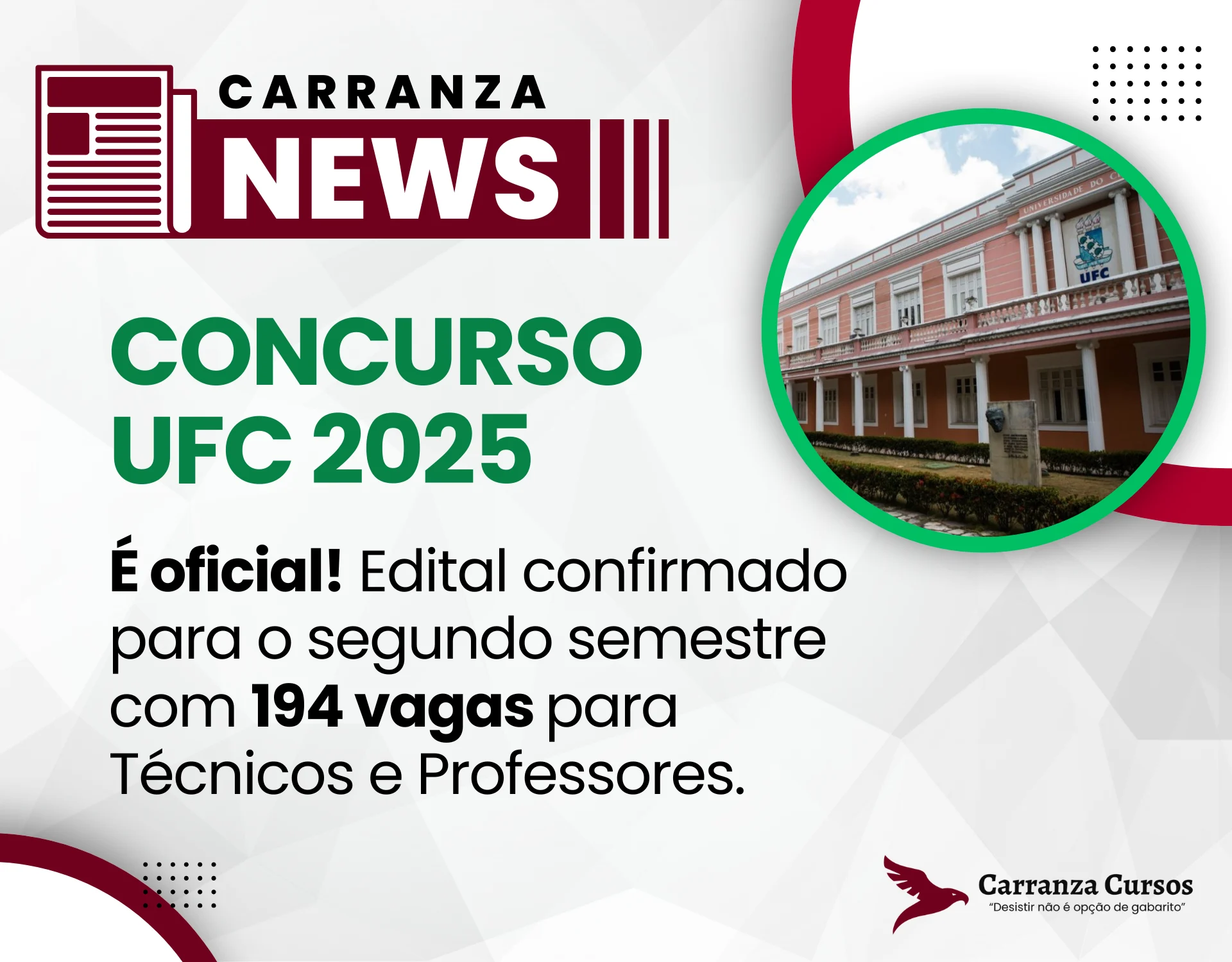 CONCURSO UFC: Novo edital com 194 vagas é confirmado pela reitoria!