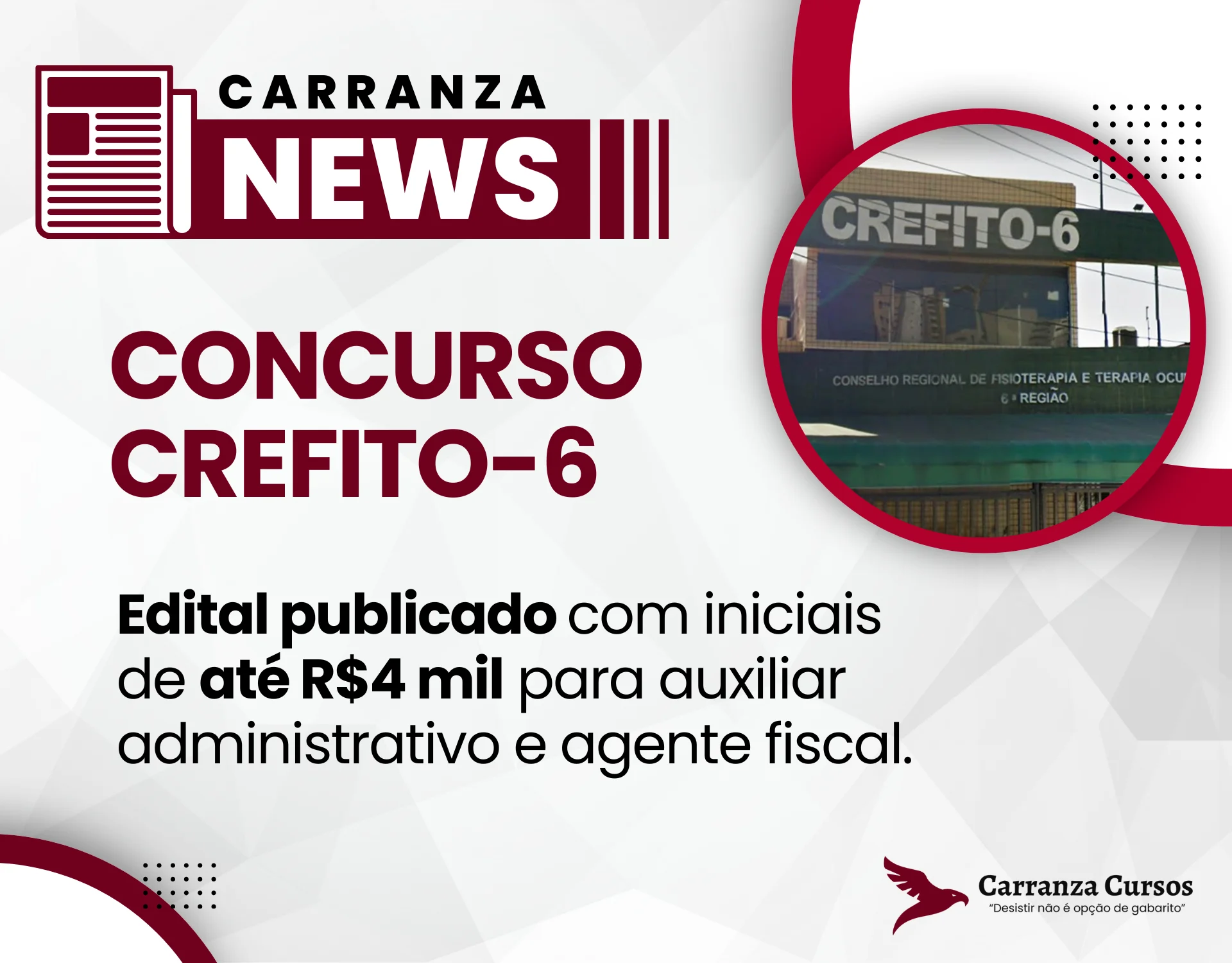 CONCURSO CREFITO 6: Edital publicado com vagas para nível médio e superior!