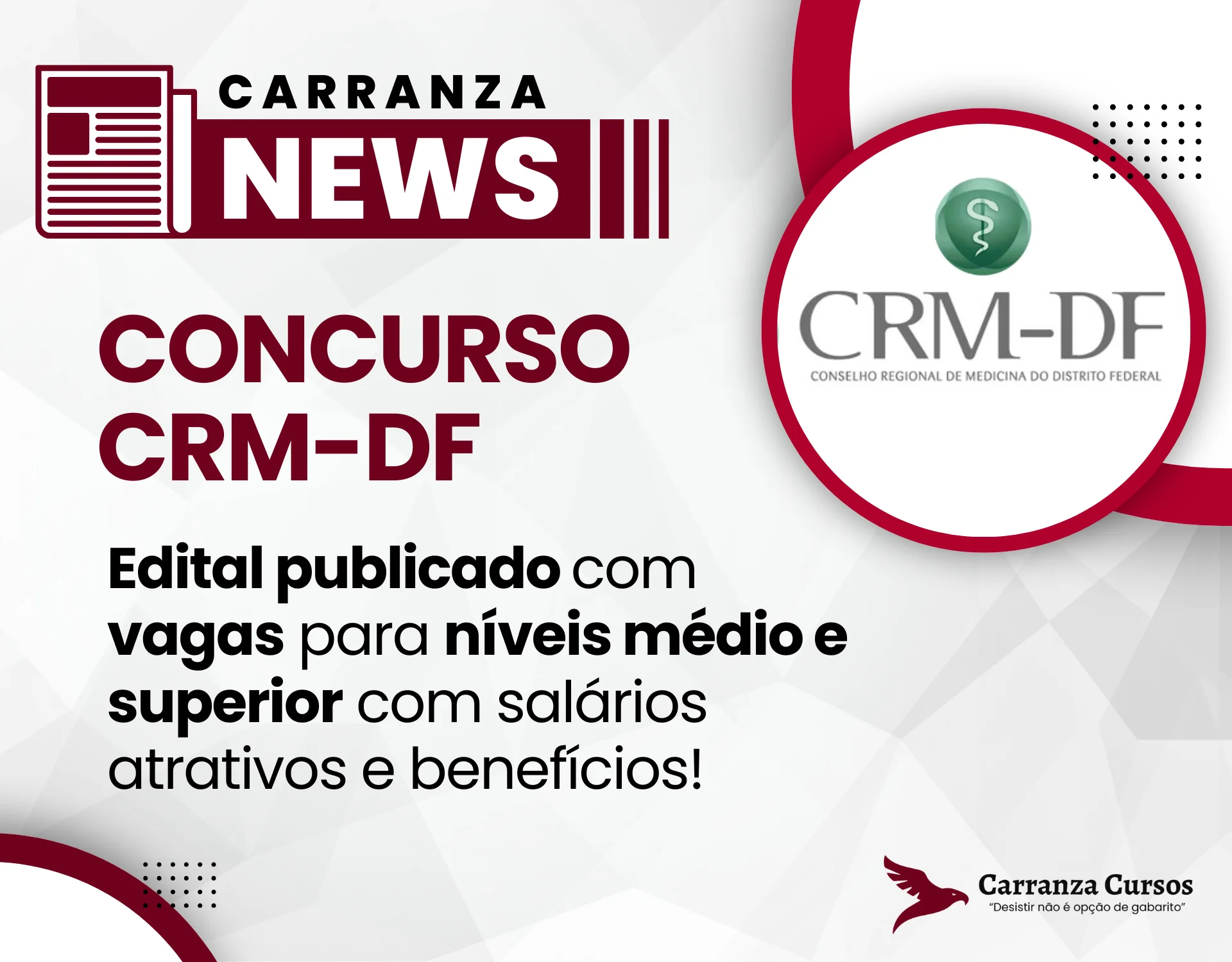 CONCURSO CRM DF 2025: Salários de até R$ 12 mil e edital já publicado!