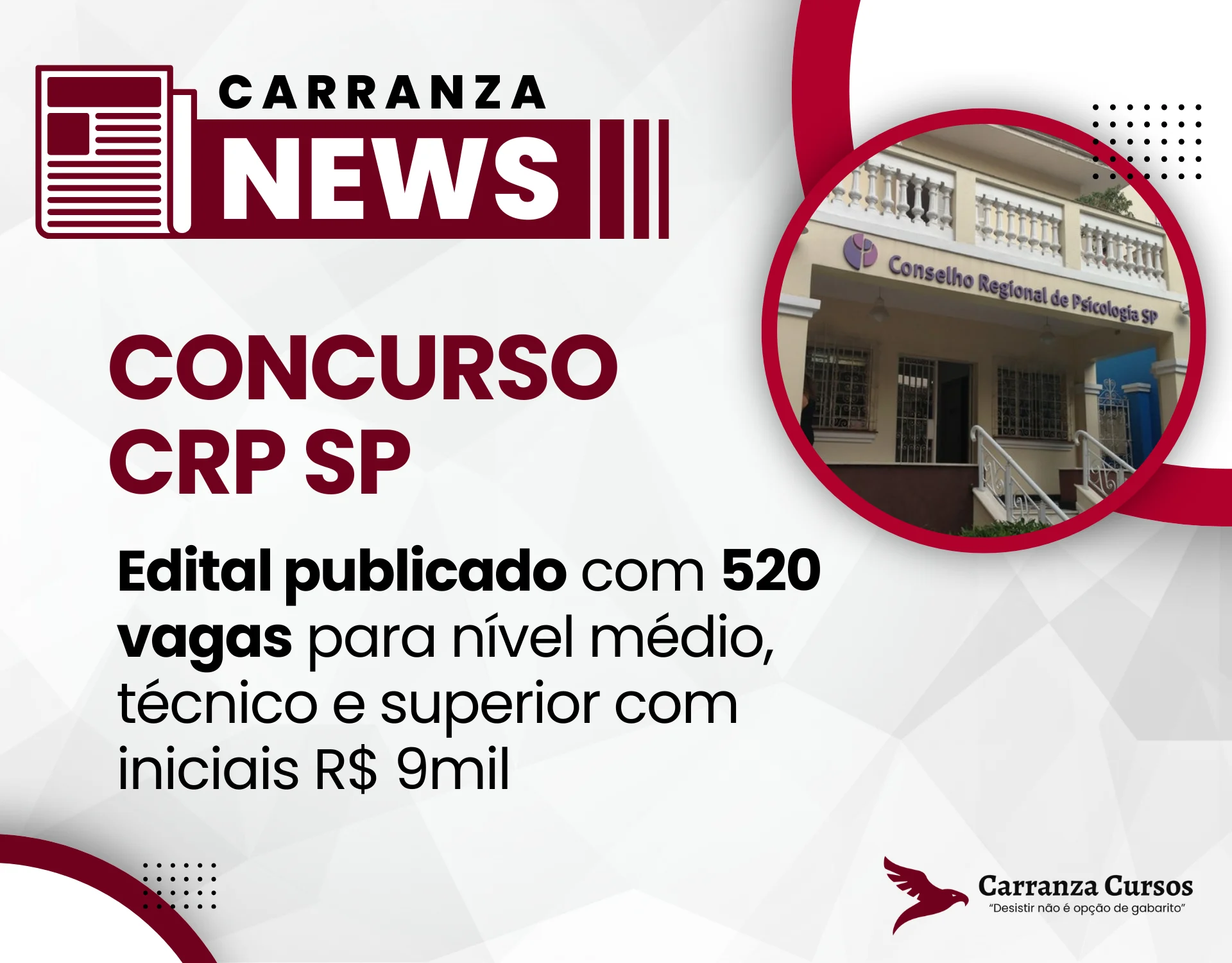 CONCURSO CRP SP: 520 vagas com salários de até R$ 9,4 mil: edital publicado!