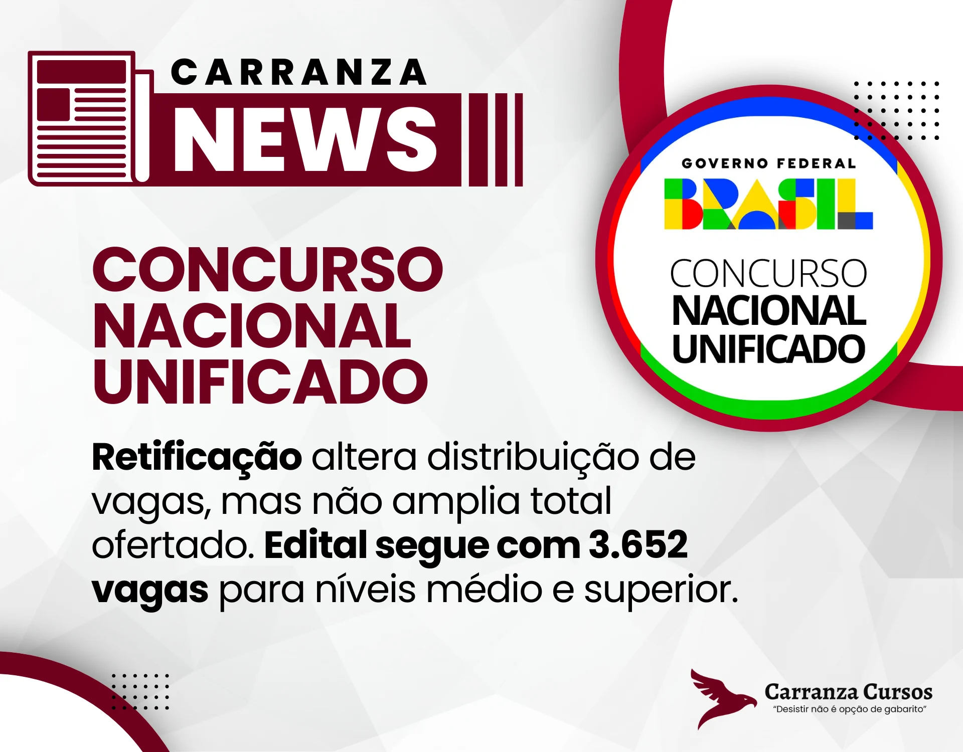 CNU 2025: Retificação altera distribuição de vagas, mas não amplia total ofertado!