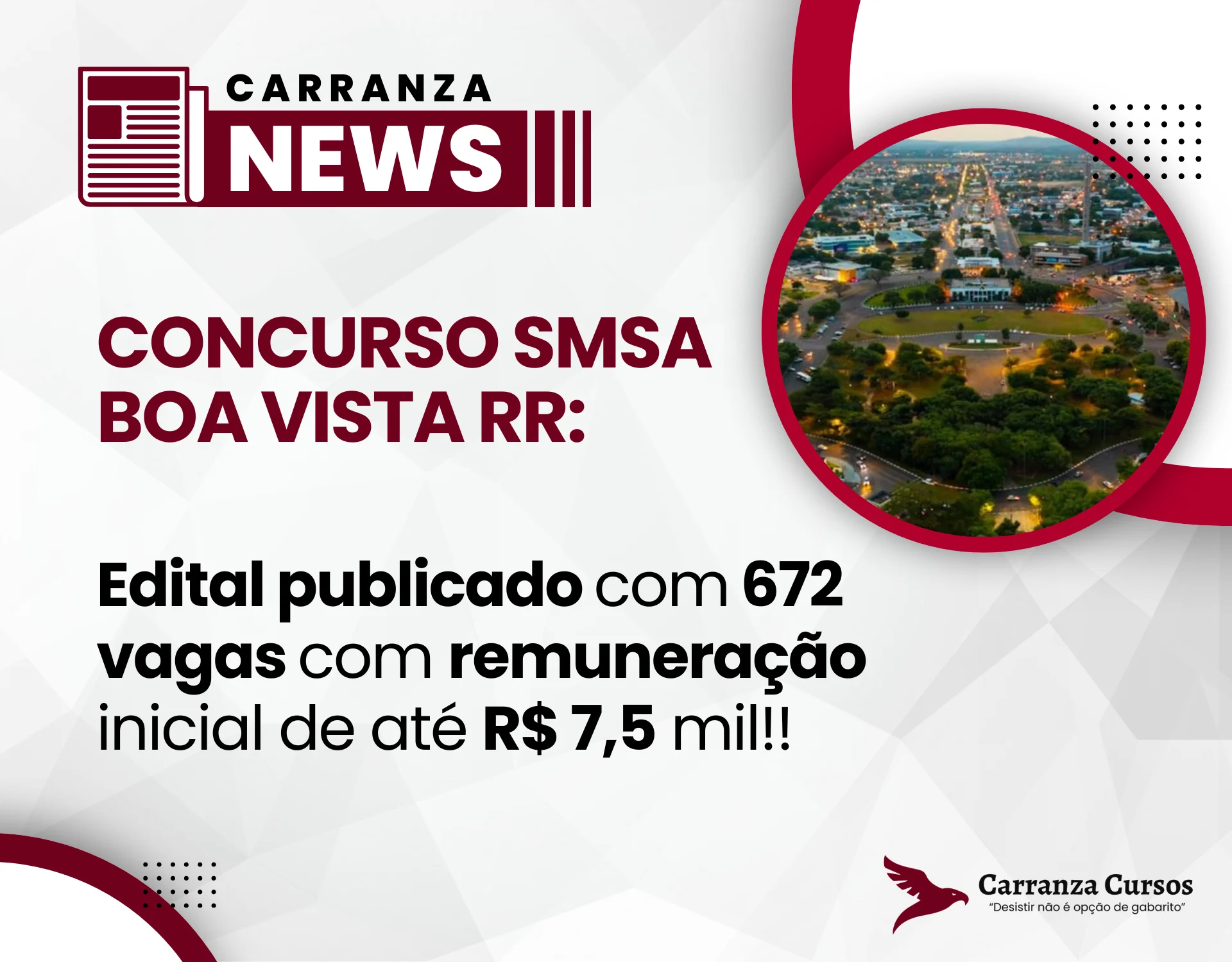 Concurso SMSA Boa Vista RR 2025: 672 vagas com salários de até R$ 7,5 mil!