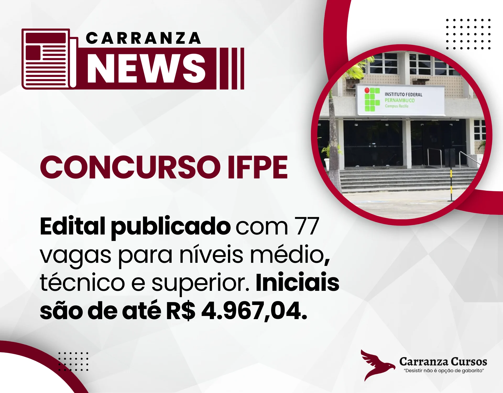 Concurso IFPE 2025: Edital publicado com 77 vagas para níveis médio, técnico e superior!