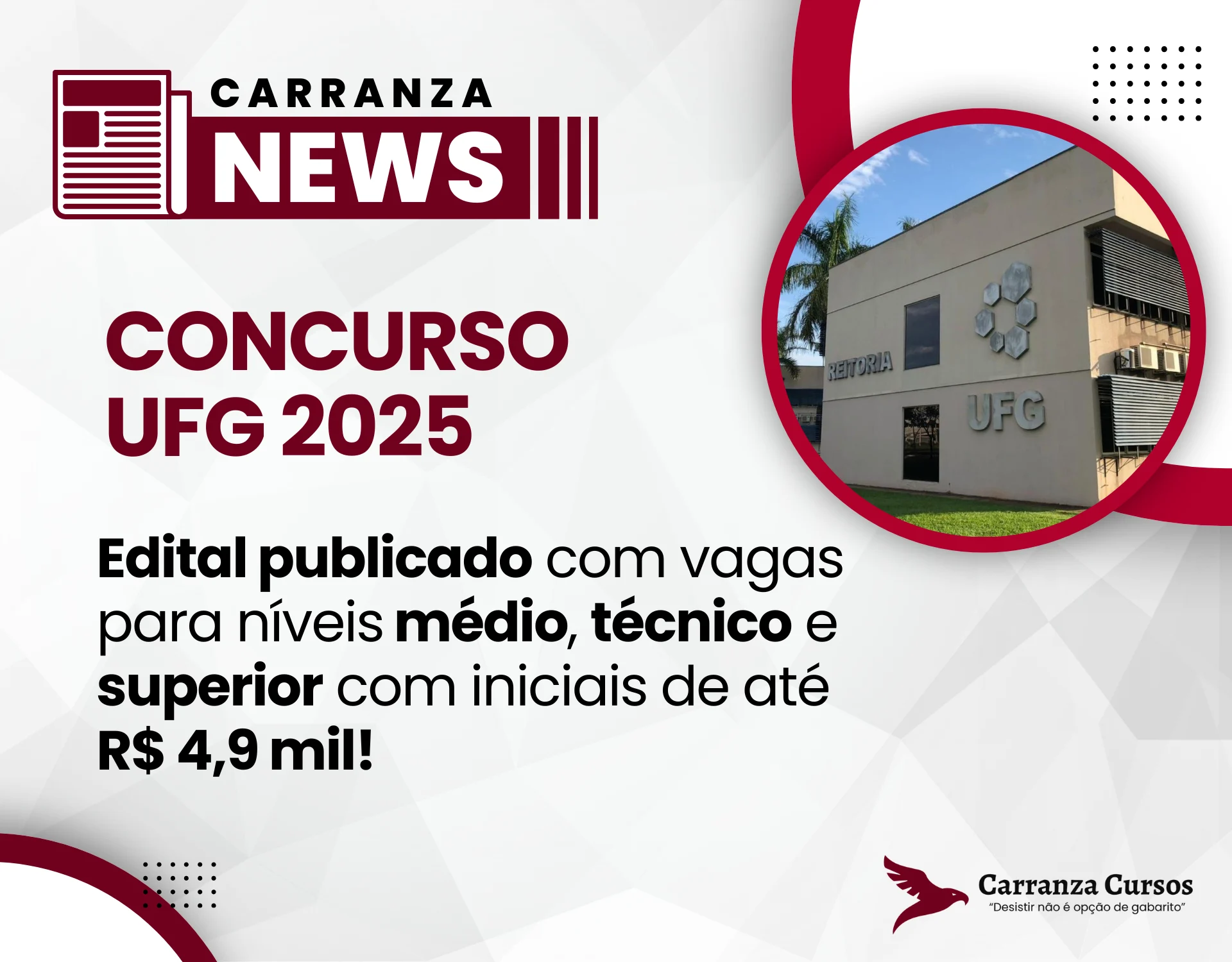 Concurso UFG 2025: Edital publicado com 33 vagas e salários de até R$ 4,9 mil!