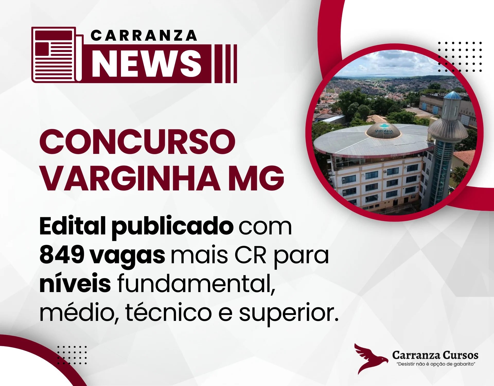 Concurso Prefeitura de Varginha (MG): São 849 vagas; salários chegam a R$ 19,6 mil!