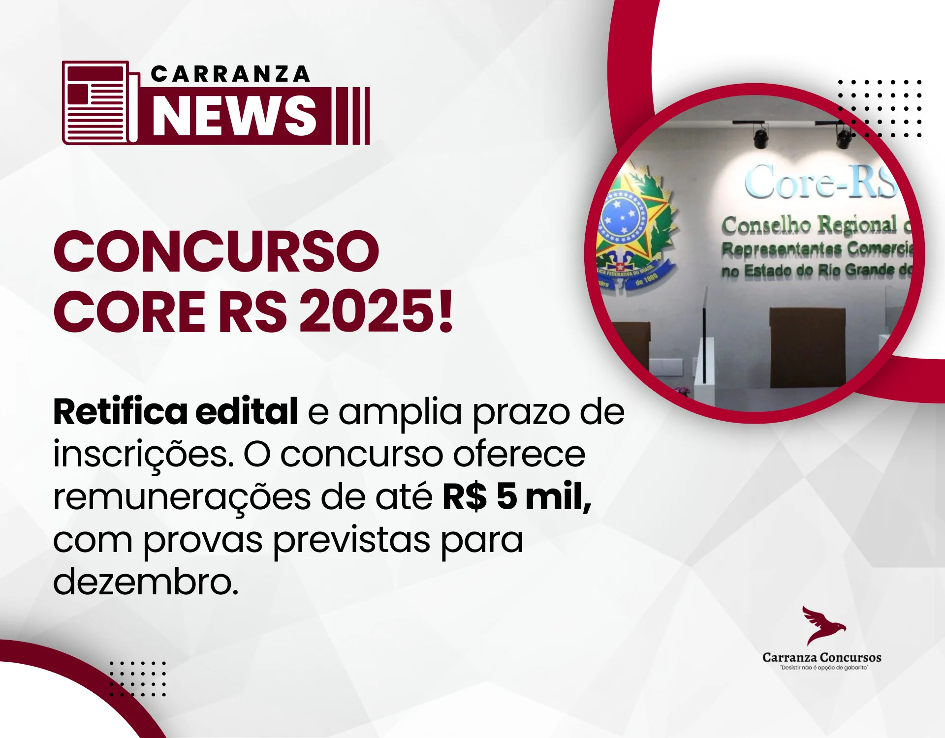 CORE RS retifica edital e amplia prazo de inscrições: veja o que muda no concurso!