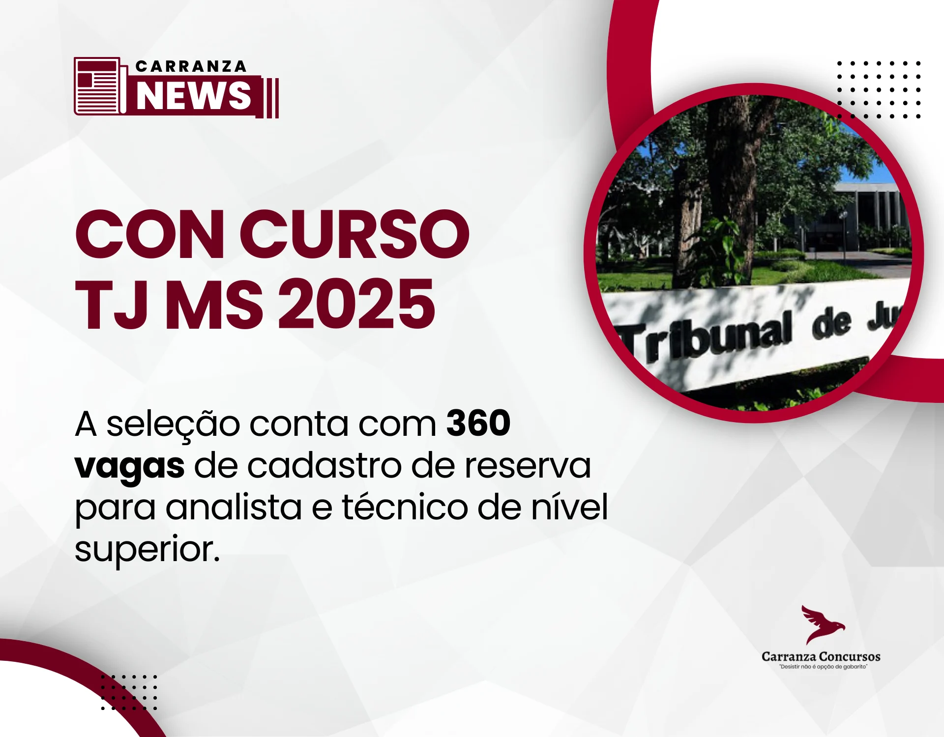 Concurso TJ MS publica edital com 360 vagas para analistas e técnicos de nível superior!