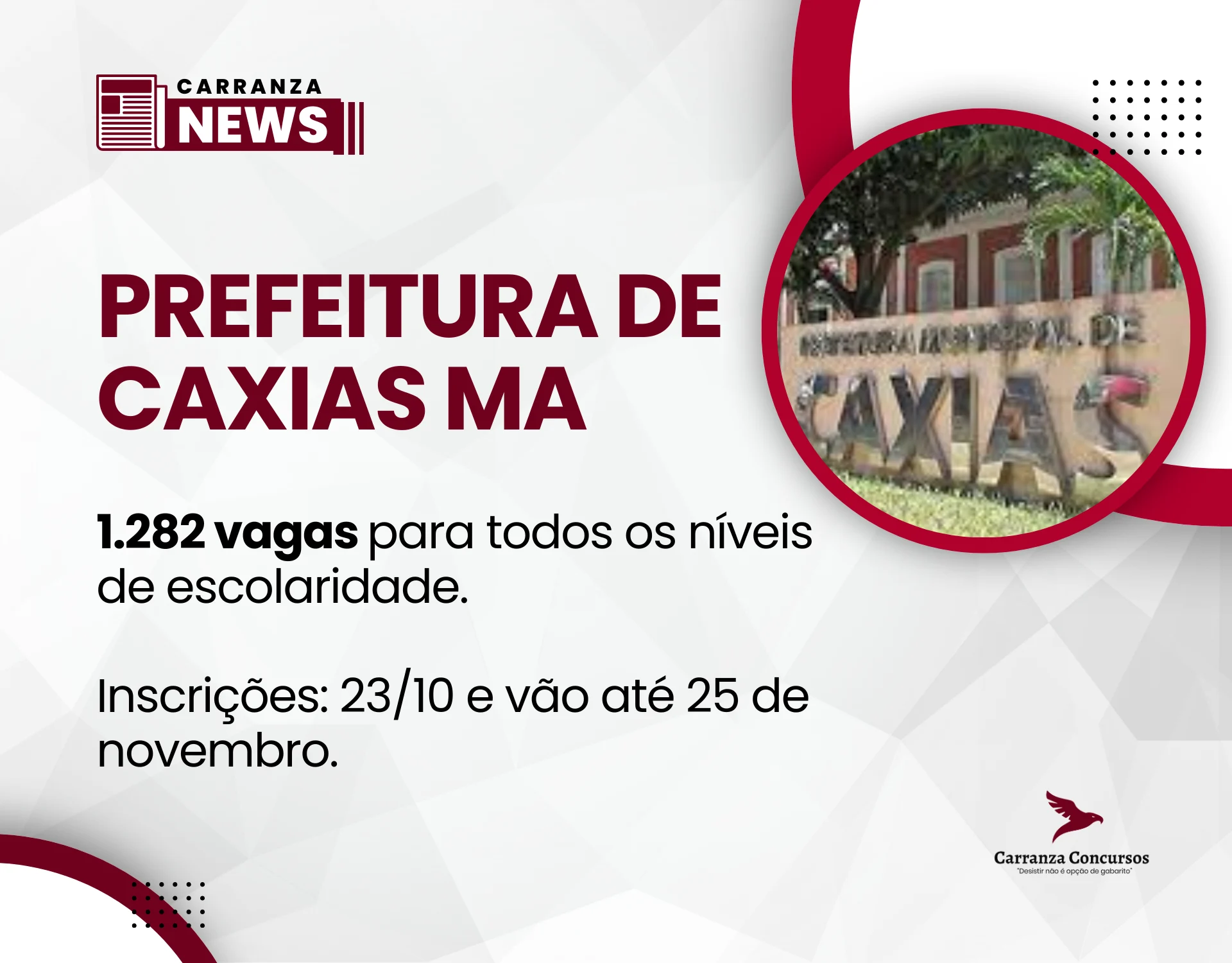 Concurso Caxias: A Prefeitura de Caxias, no Maranhão, publicou o Edital!