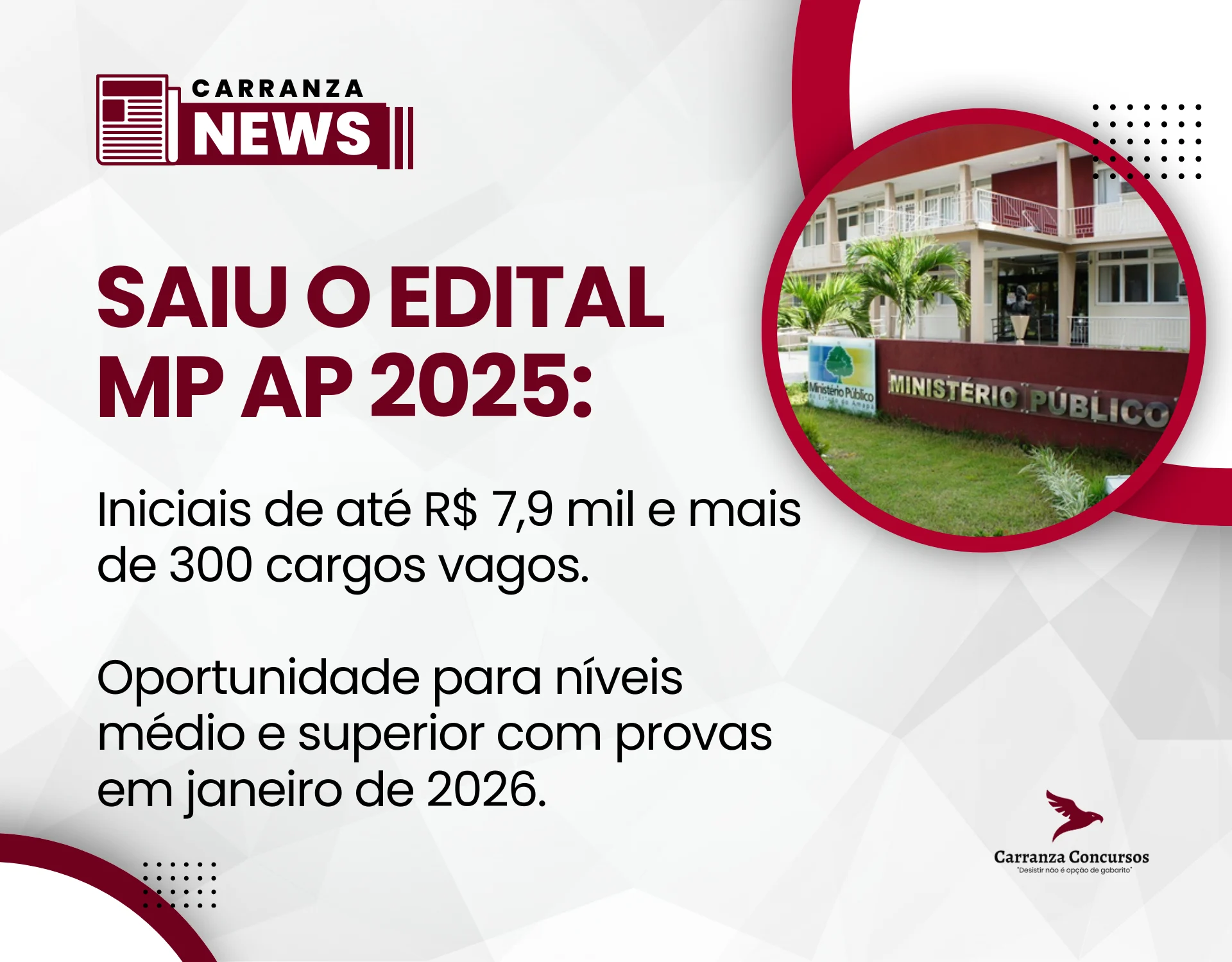 Concurso MP AP 2025: inscrições abertas com salários iniciais de até R$ 7,9 mil!