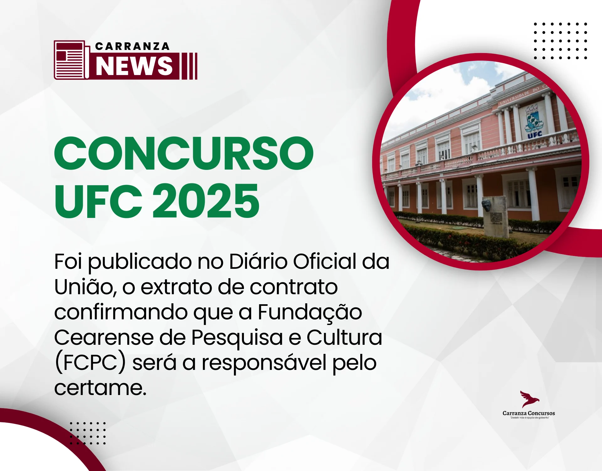 Concurso UFC define banca e edital pode sair a qualquer momento!