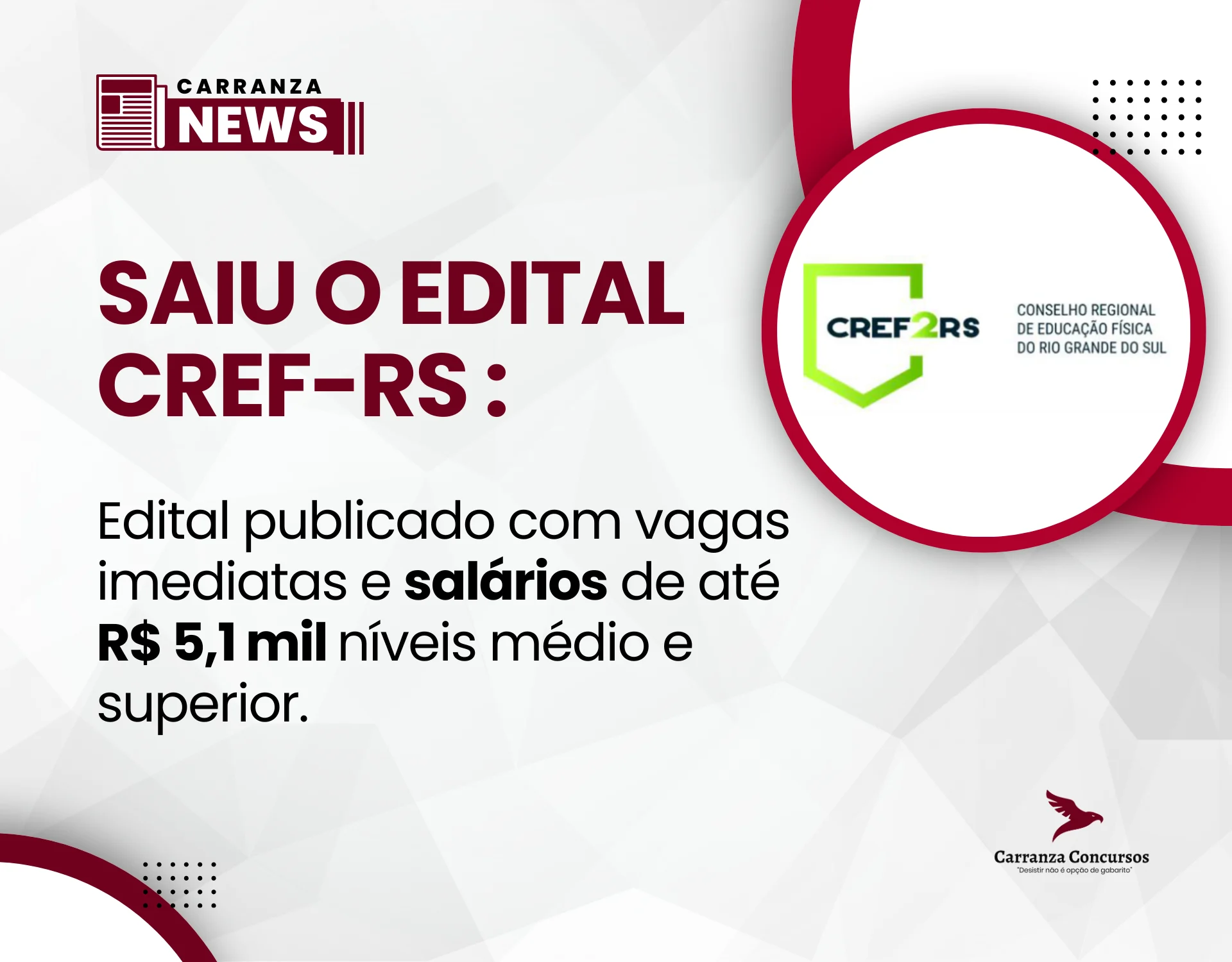 Concurso CREF-RS 2025: edital publicado com vagas imediatas e salários de até R$ 5,1 mil!