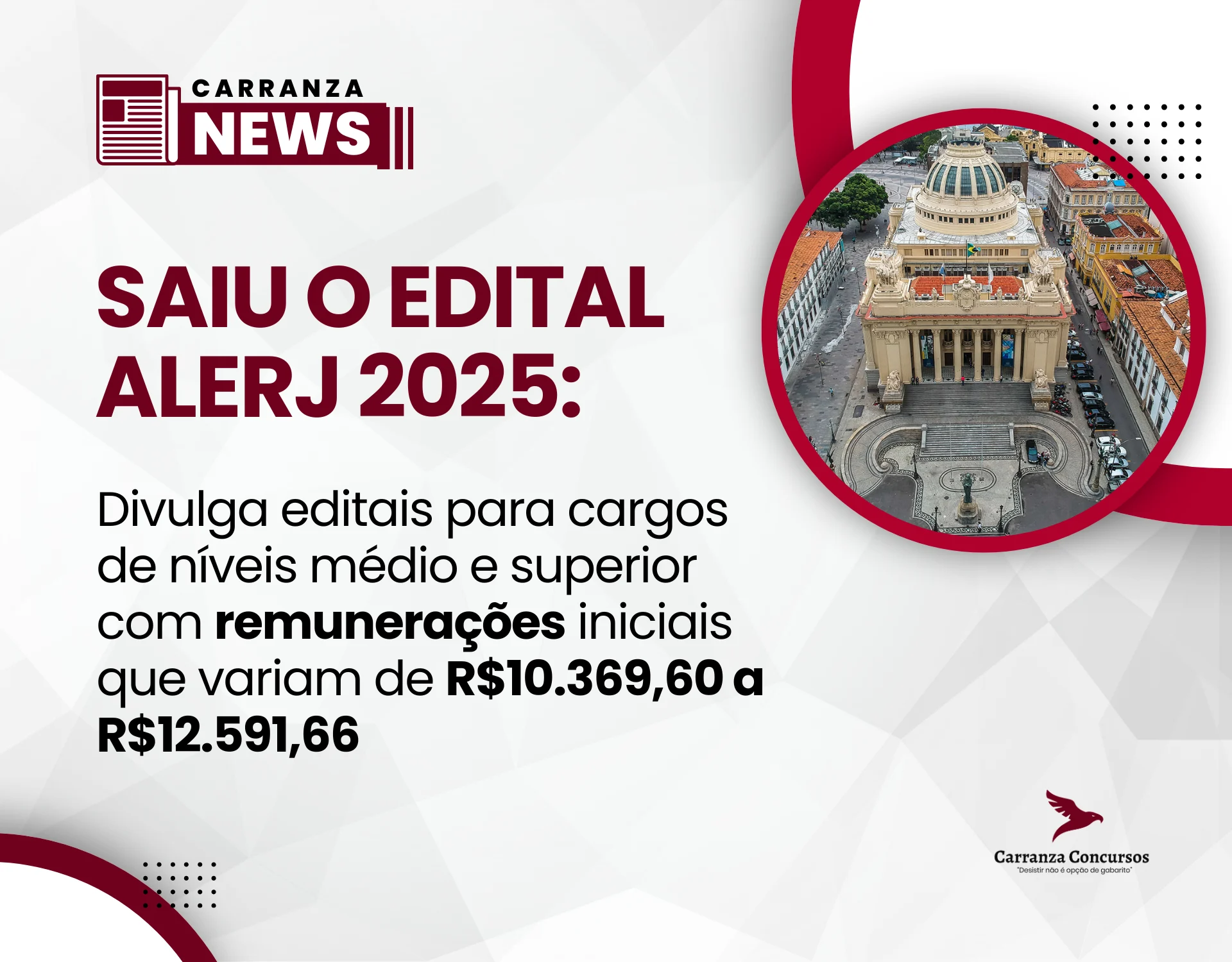 Concurso Alerj: Publica edital com 101 vagas e salários de até R$44 mil!