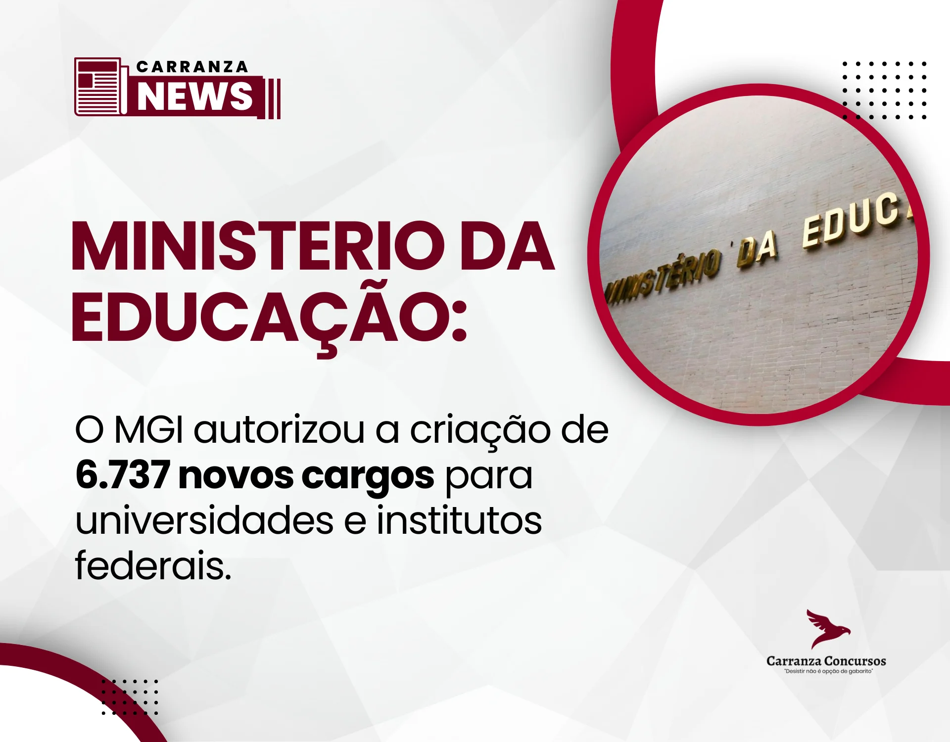 Governo autoriza 6.737 novos cargos para a rede federal de ensino!