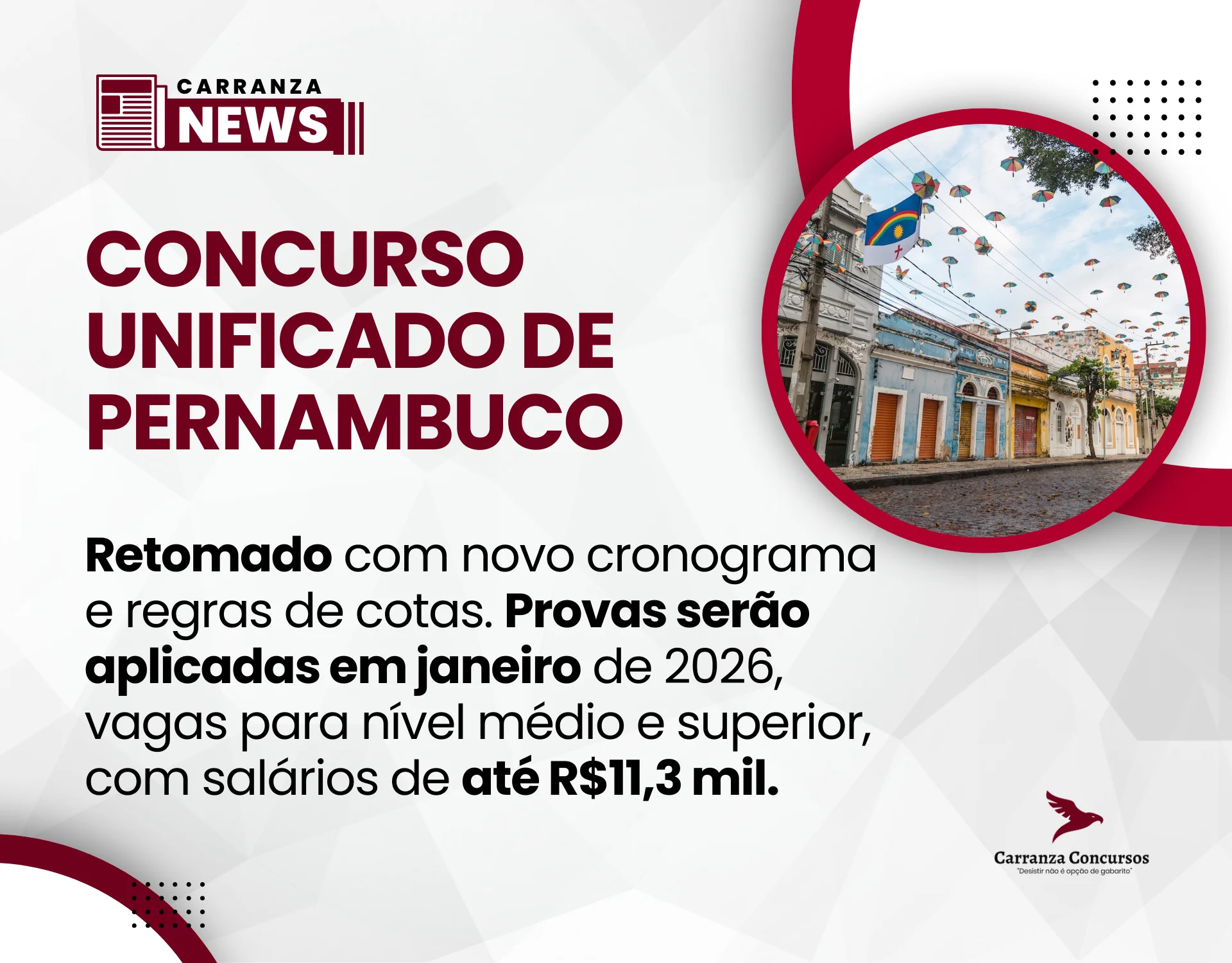 Concurso Unificado de Pernambuco é retomado com novo cronograma e regras de cotas!