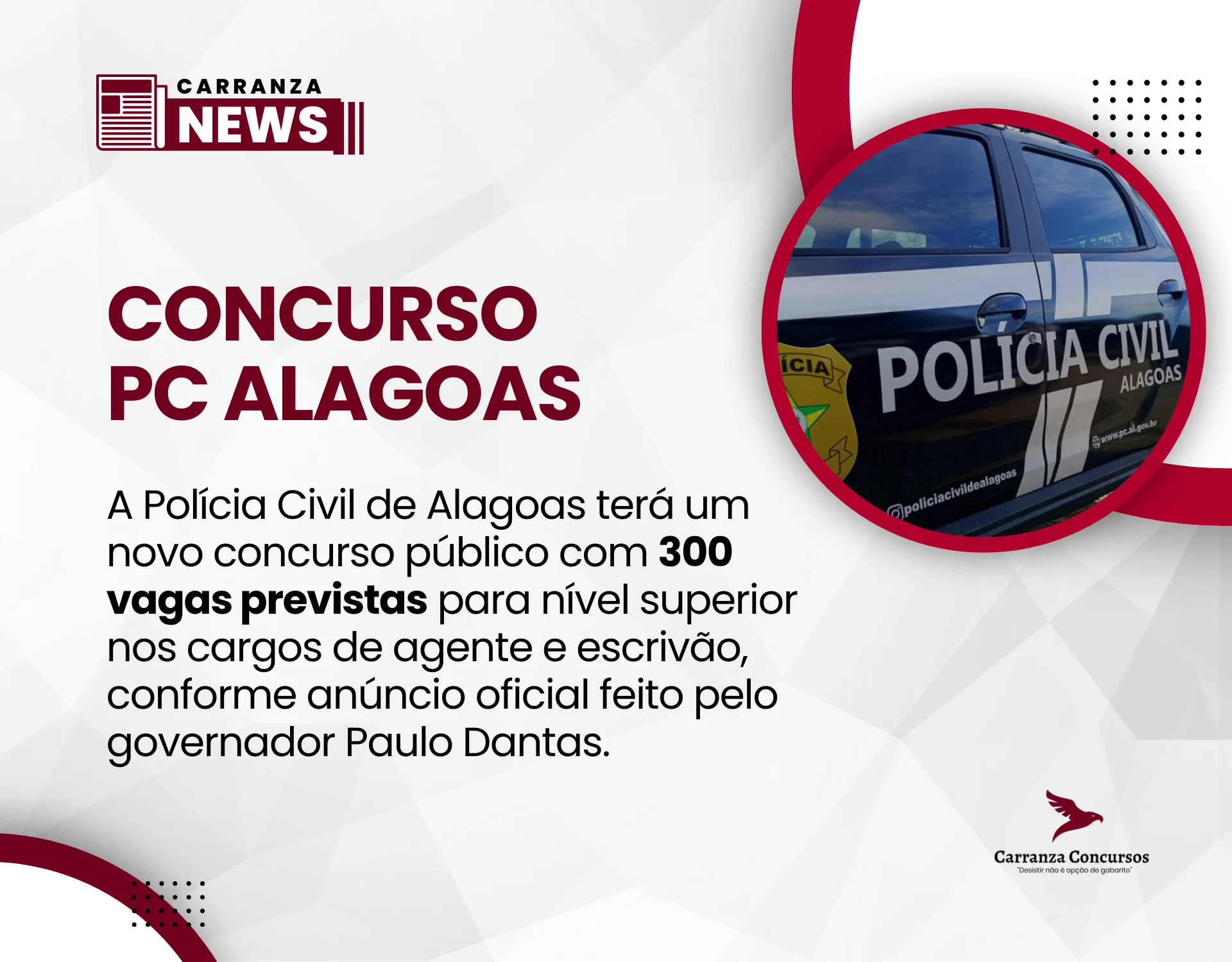 Concurso PC AL 2025: Novo edital com 300 vagas é confirmado pelo governador!