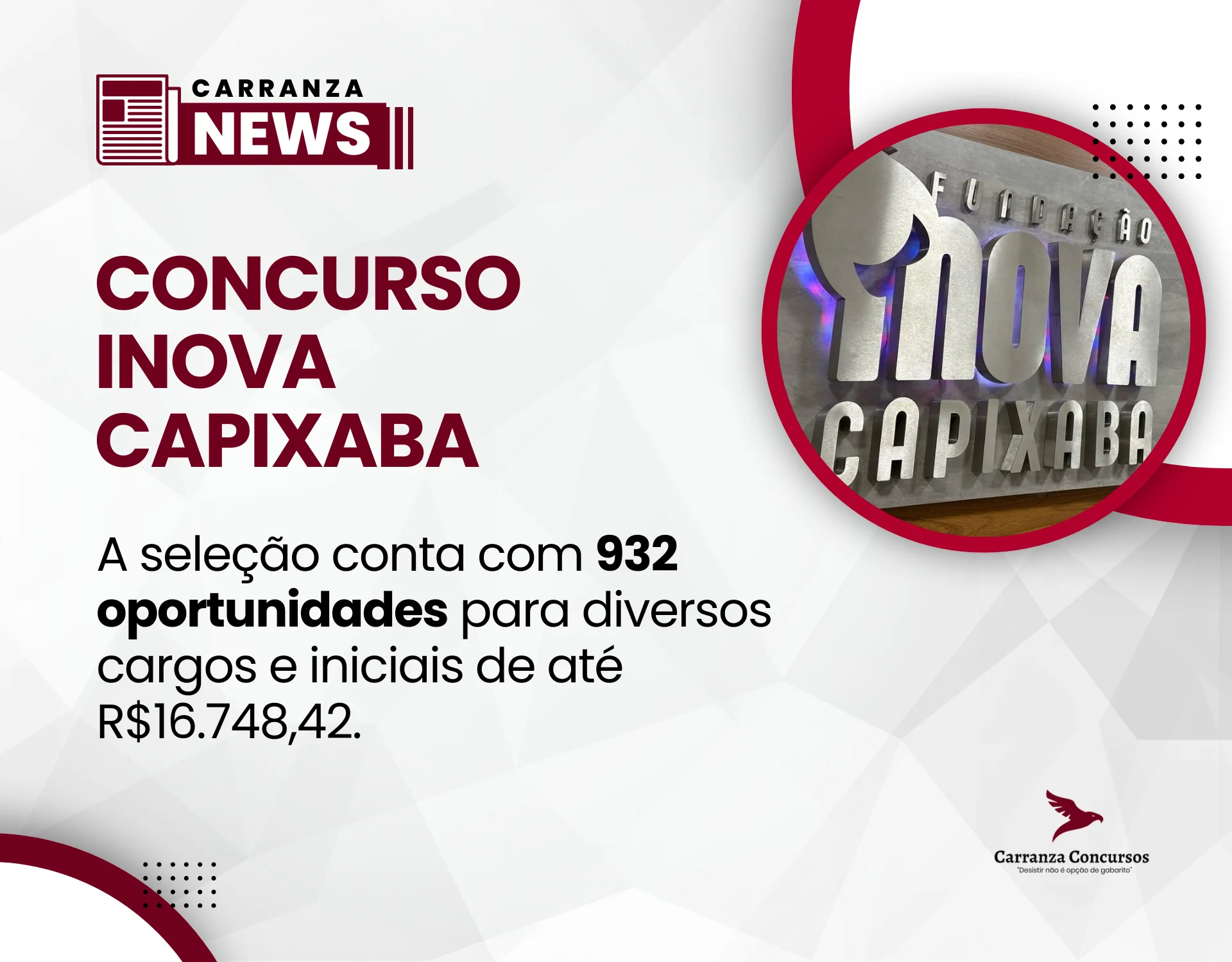 Concurso iNova Capixaba ES oferece 932 vagas com salários de até R$16,7 mil!