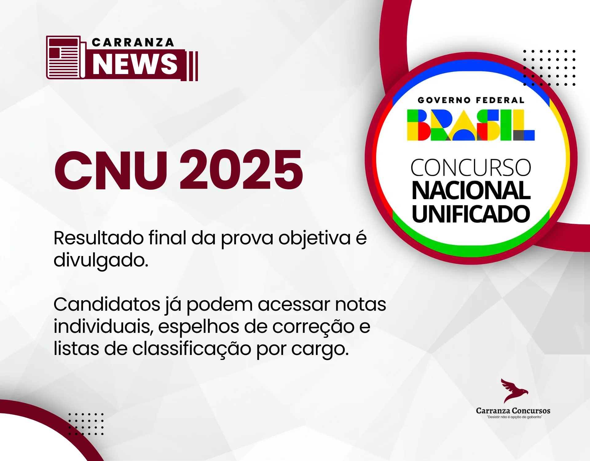 Resultado final da prova objetiva do CNU 2025 é divulgado; veja como consultar.