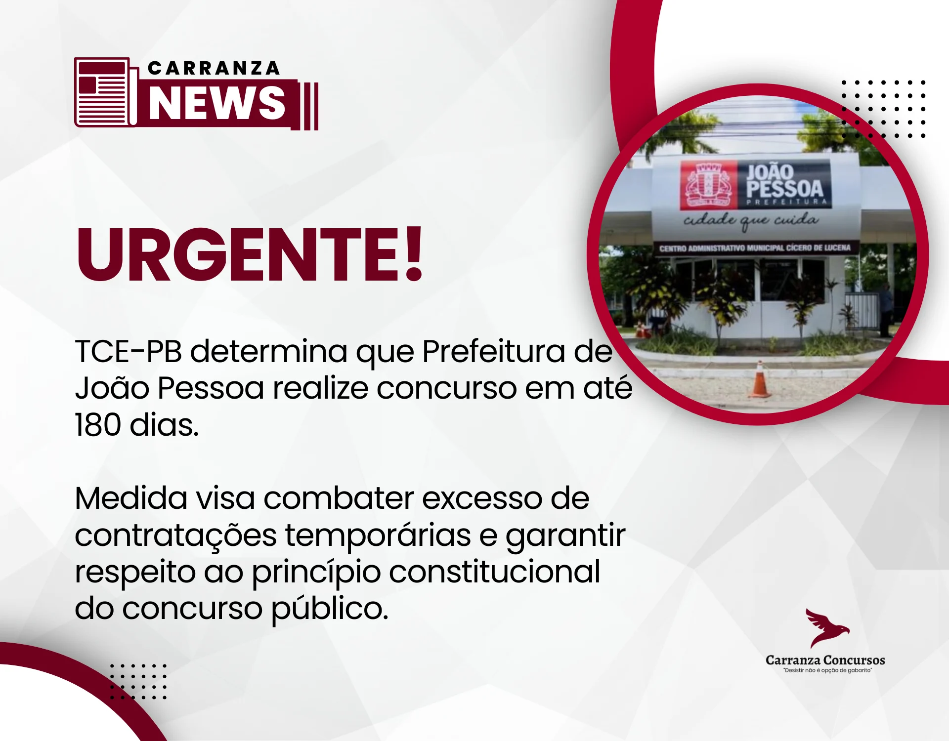 TCE-PB determina que Prefeitura de João Pessoa realize concurso em até 180 dias!