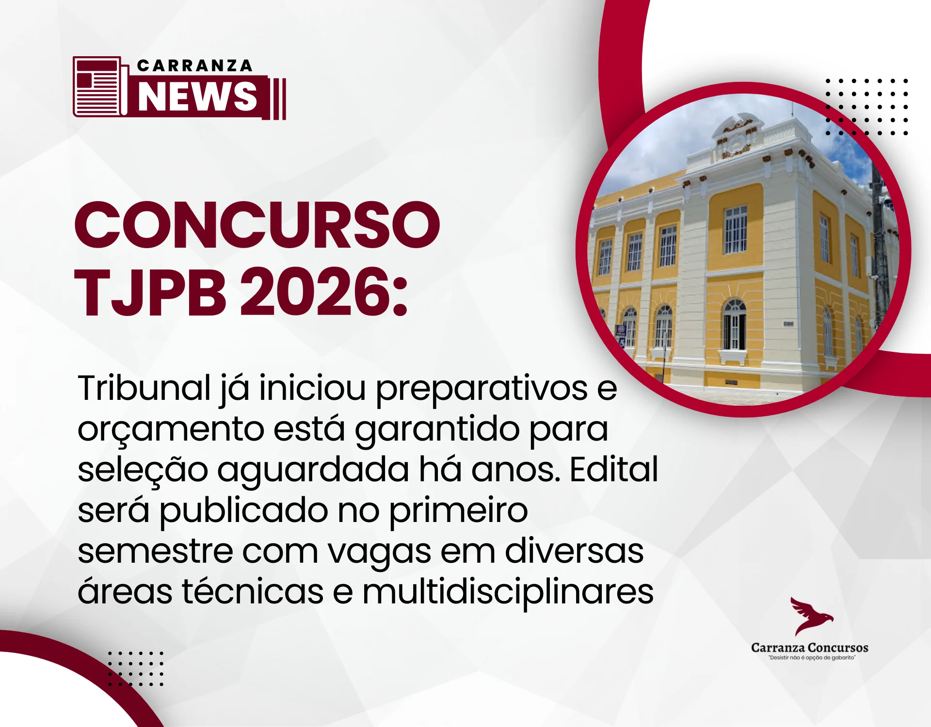 Concurso TJ PB 2026: edital será publicado no primeiro semestre com vagas em diversas áreas!