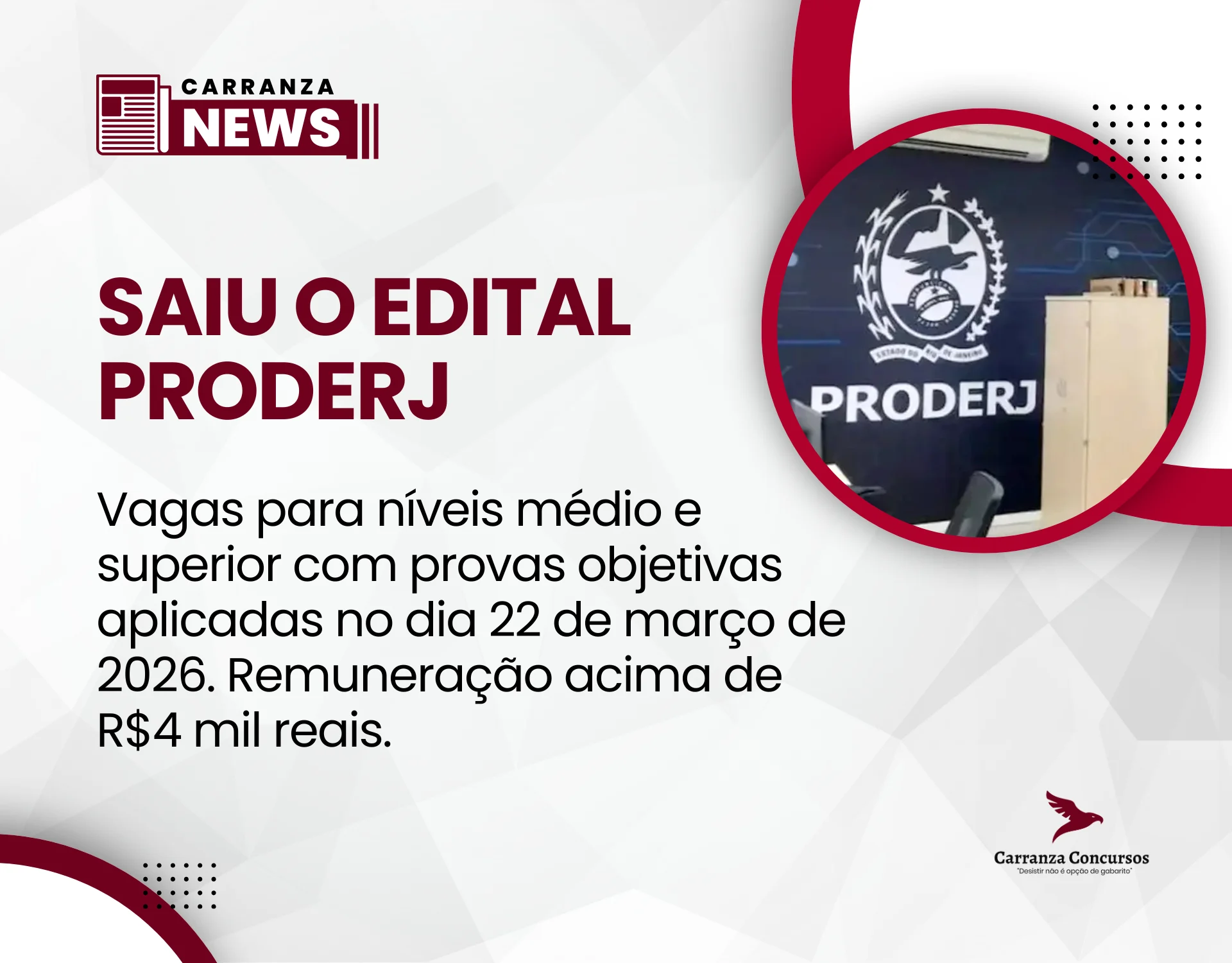 Edital concurso PRODERJ é publicado: 28 vagas para níveis médio e superior!
