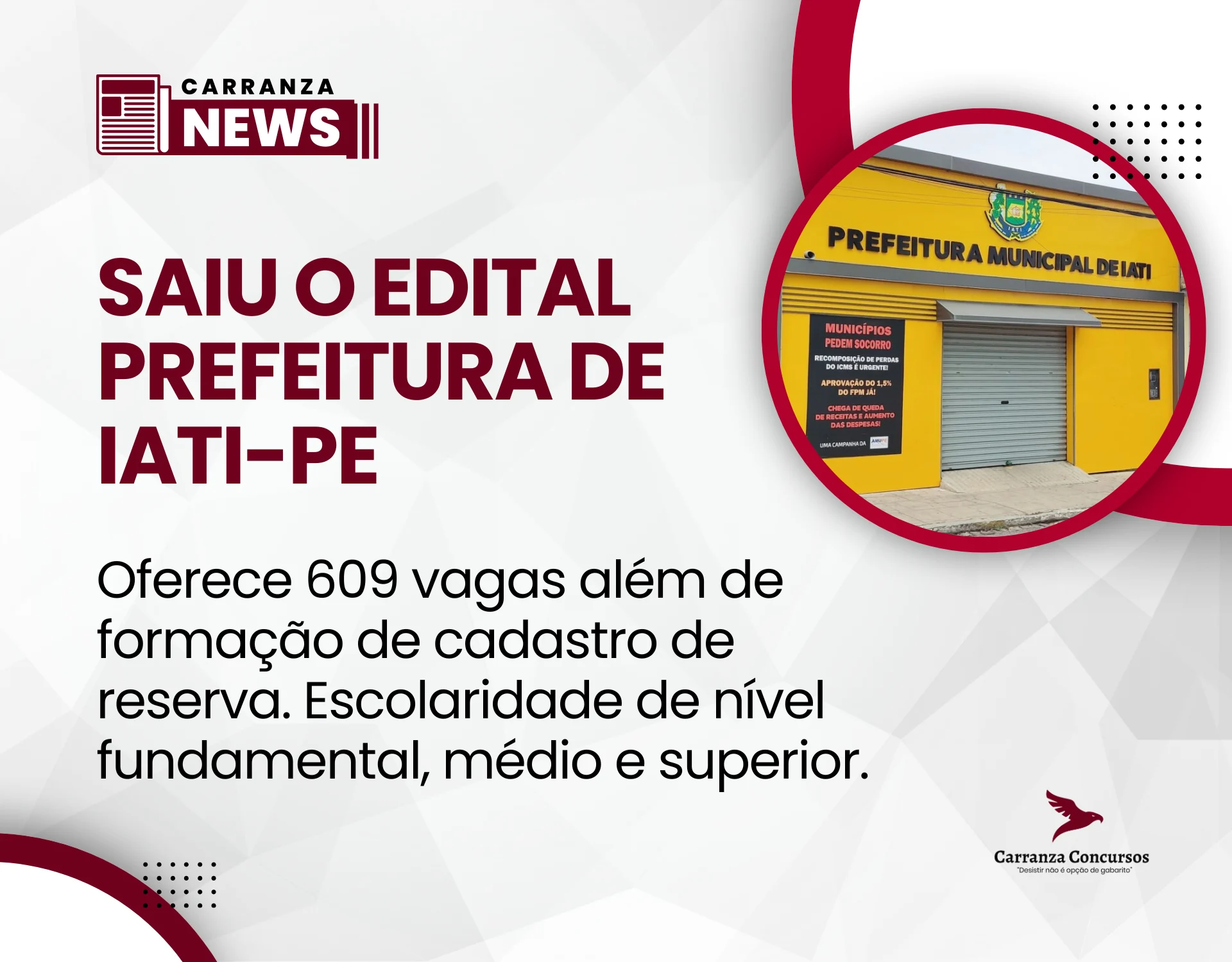 Concurso Prefeitura de Iati-PE: edital nº 02/2025 oferece 609 vagas para diversos cargos!