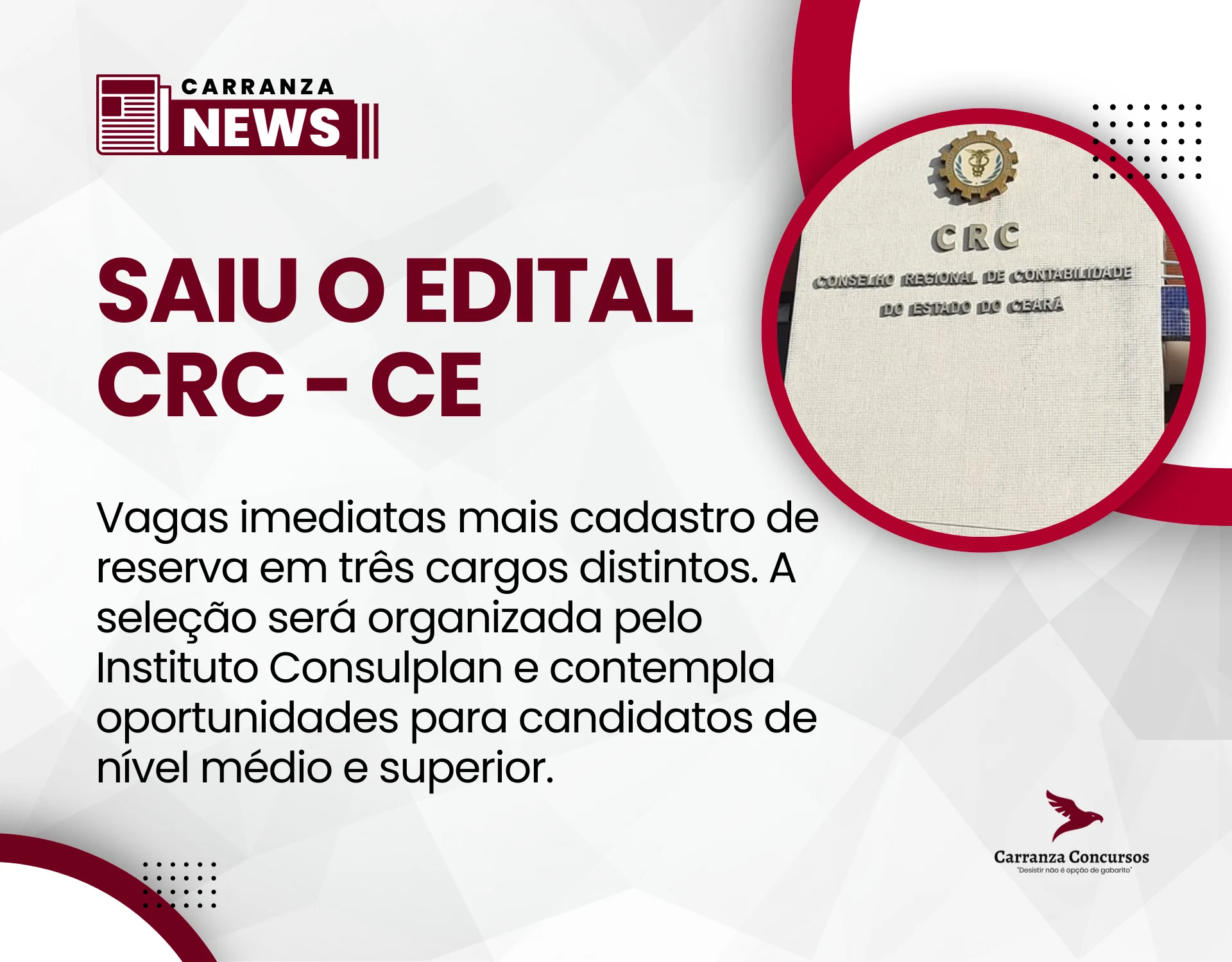 Concurso CRCCE 2025: edital publicado com salários de até R$ 5,7 mil!