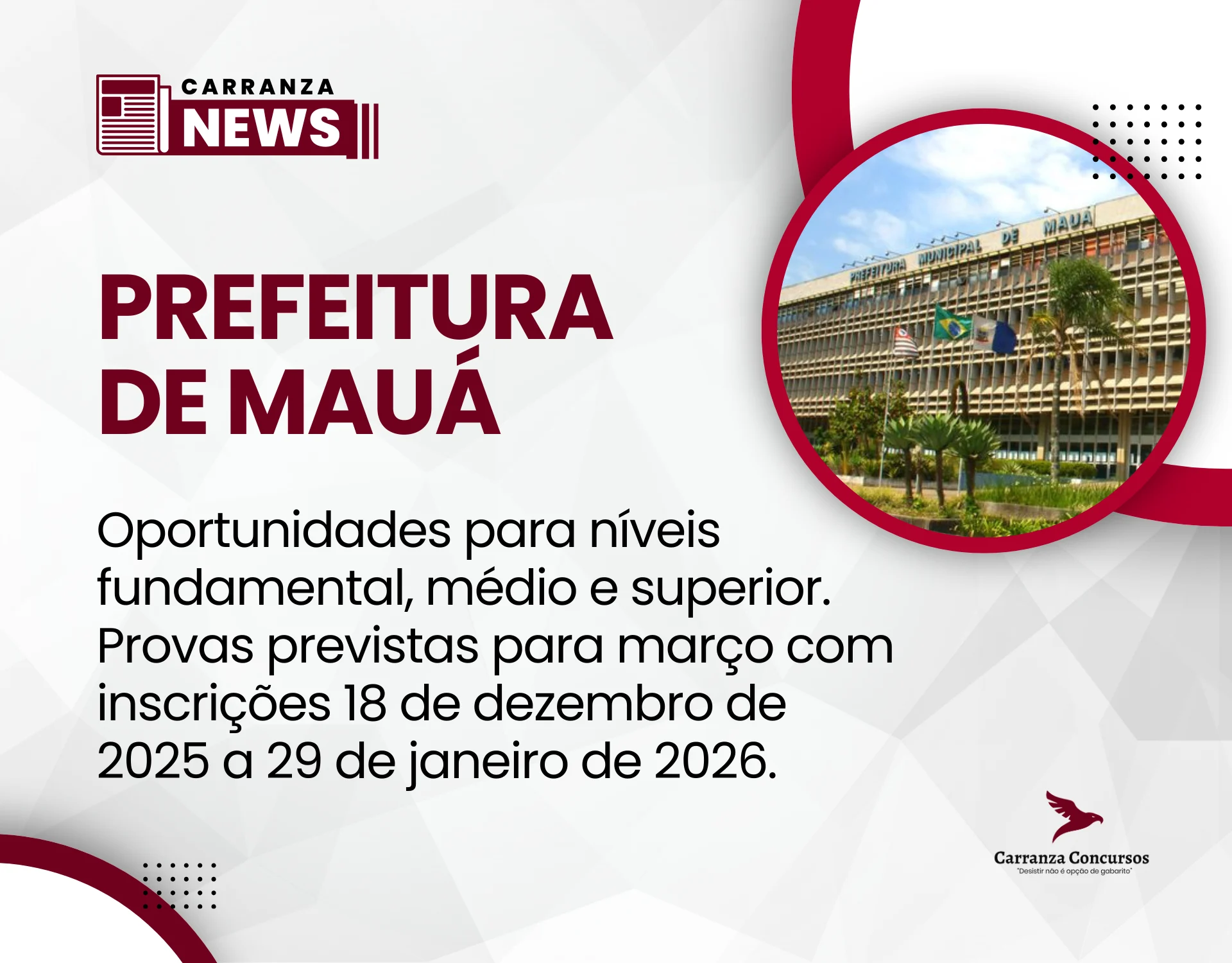 Prefeitura de Mauá abre concurso público com dezenas de cargos e salários que chegam a R$ 9 mil!
