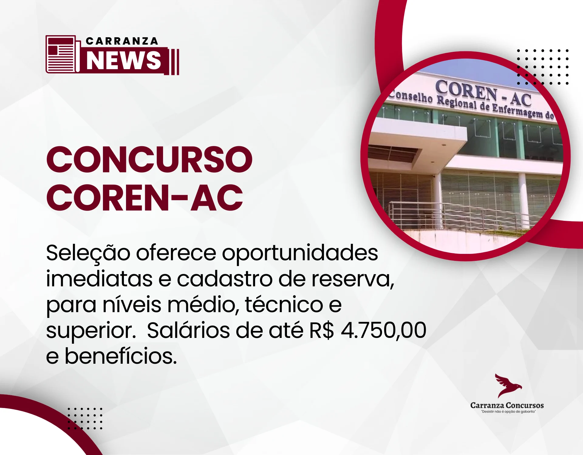 Concurso COREN-AC 2025 tem edital publicado com vagas para níveis médio, técnico e superior!