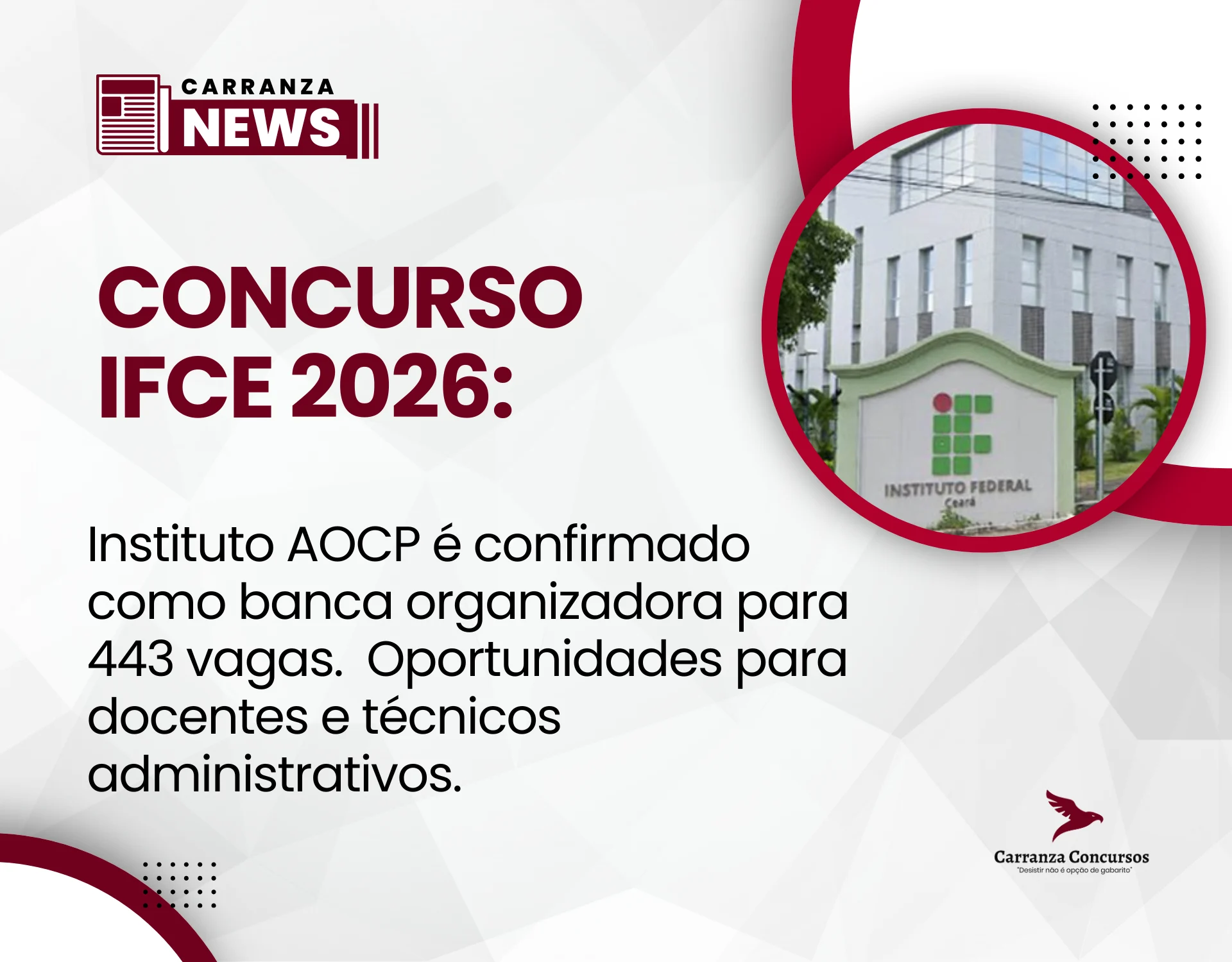 Concurso IFCE 2026: Instituto AOCP é confirmado como banca organizadora para 443 vagas!