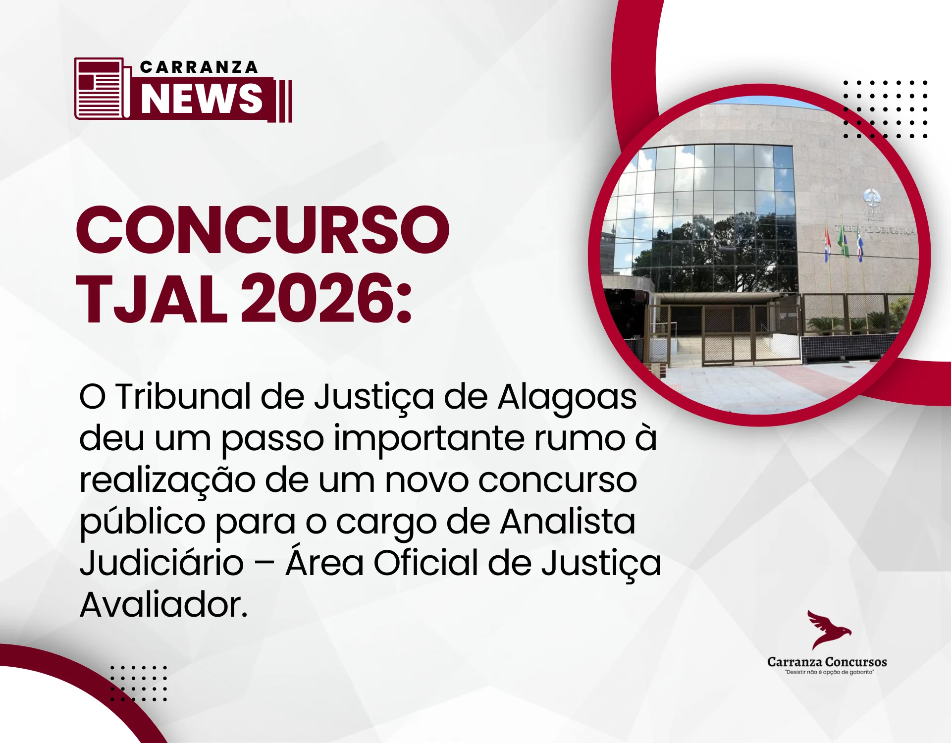 TJ/AL avança com nova comissão organizadora para concurso de Oficial de Justiça!