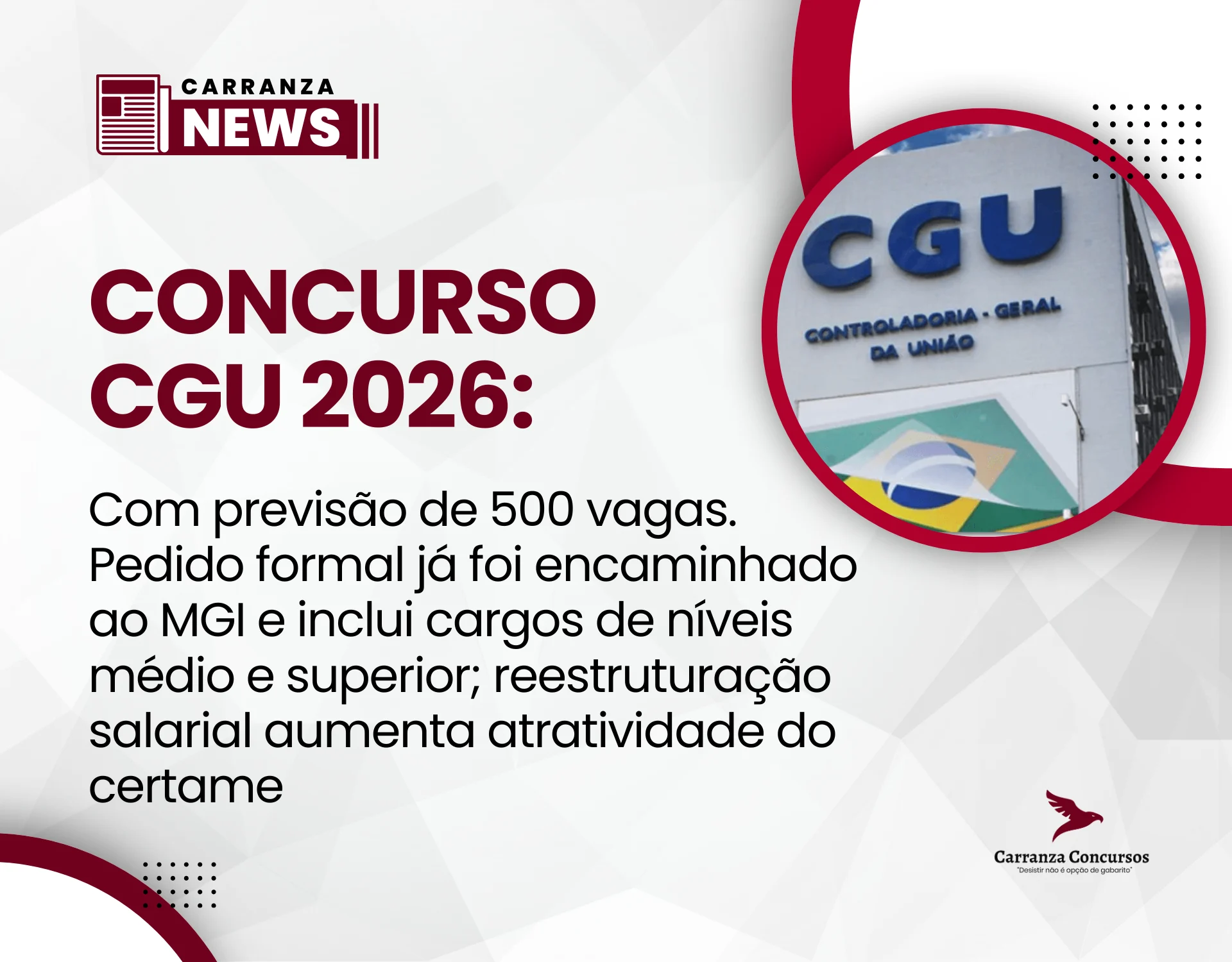 Novo concurso da CGU ganha força e pode ser autorizado em 2026, com previsão de 500 vagas!