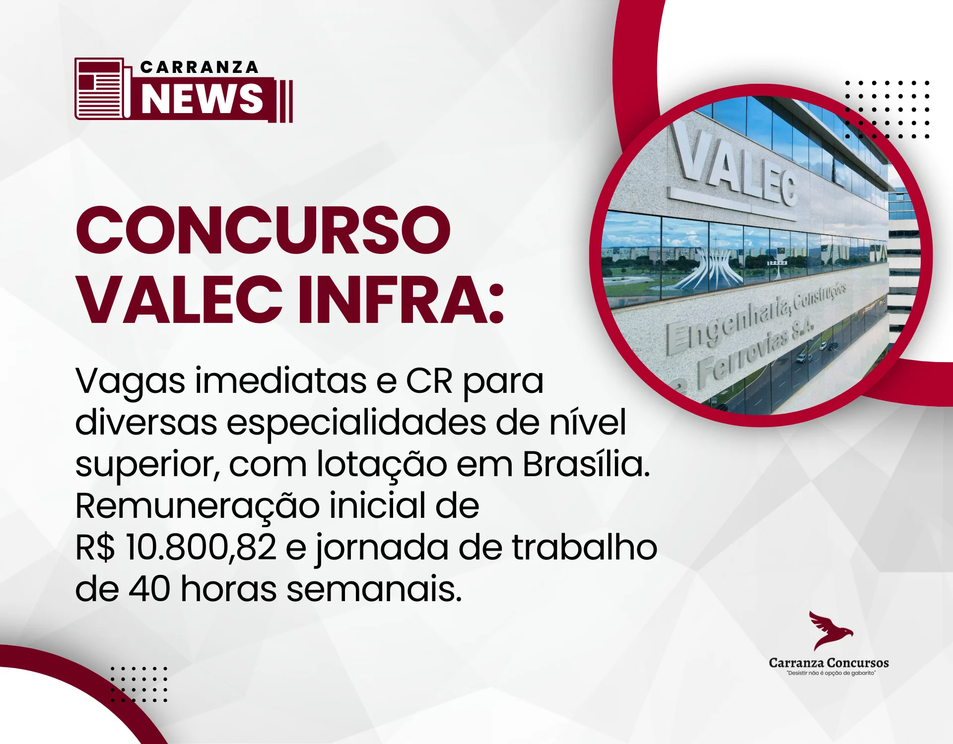 INFRA S.A. publica edital de concurso para analistas com salário inicial de R$ 10,8 mil!