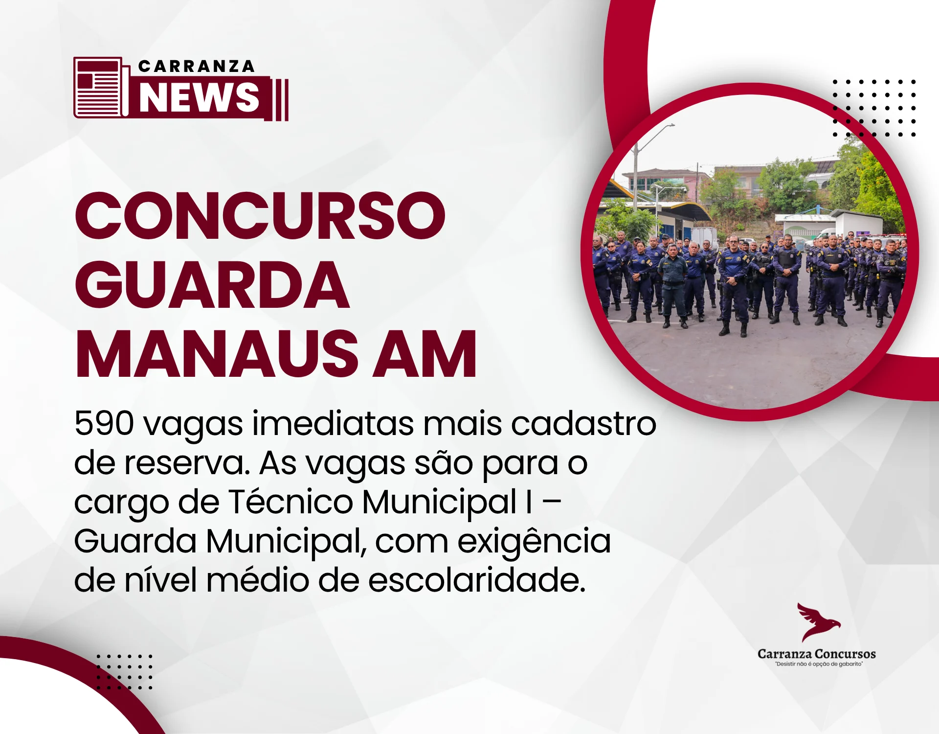 Concurso da Guarda Municipal de Manaus 2026: 590 vagas com salário de até R$ 3.060,49!