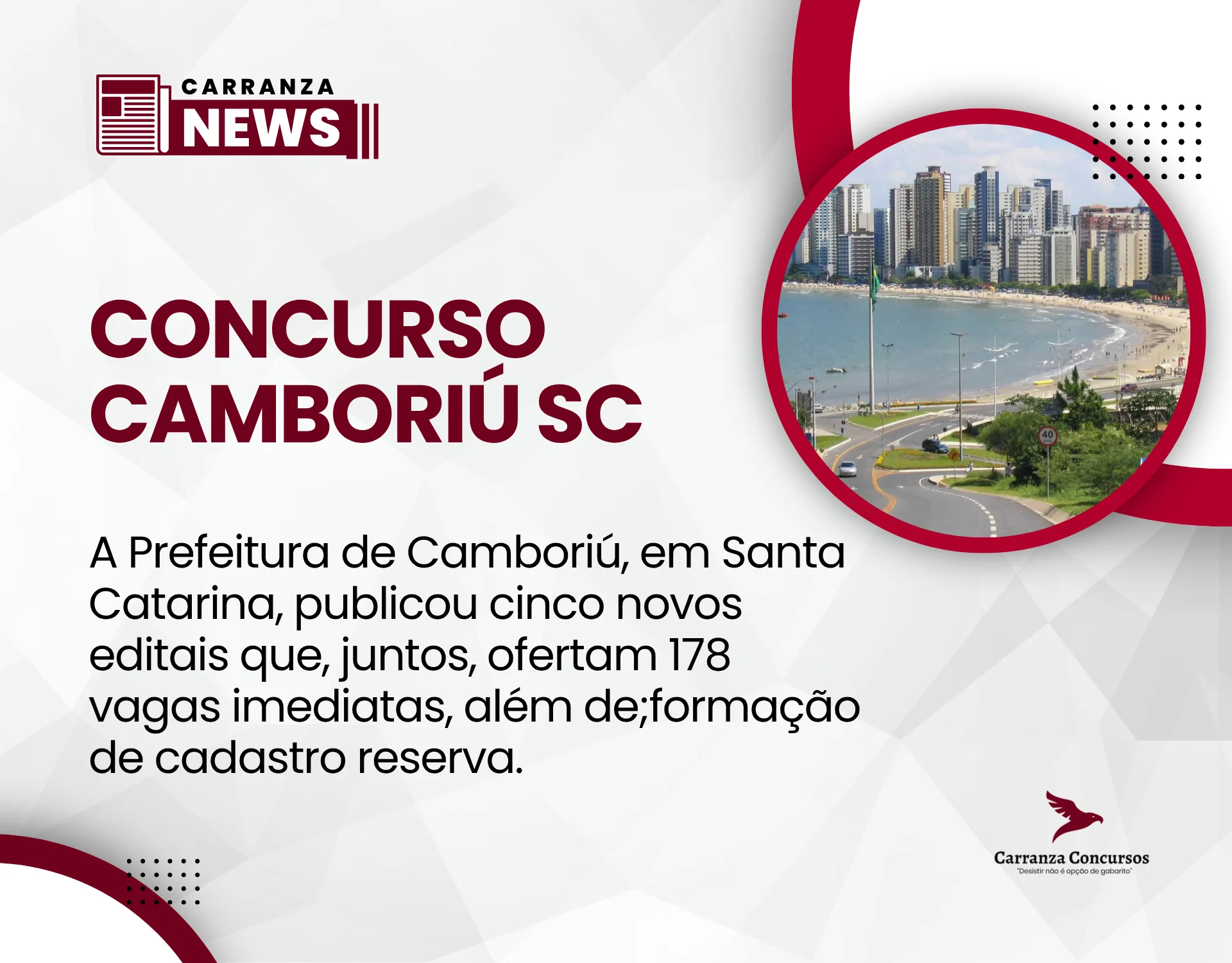 Concurso Camboriú SC 2026: 178 vagas abertas e salários que chegam a R$ 15,9 mil!