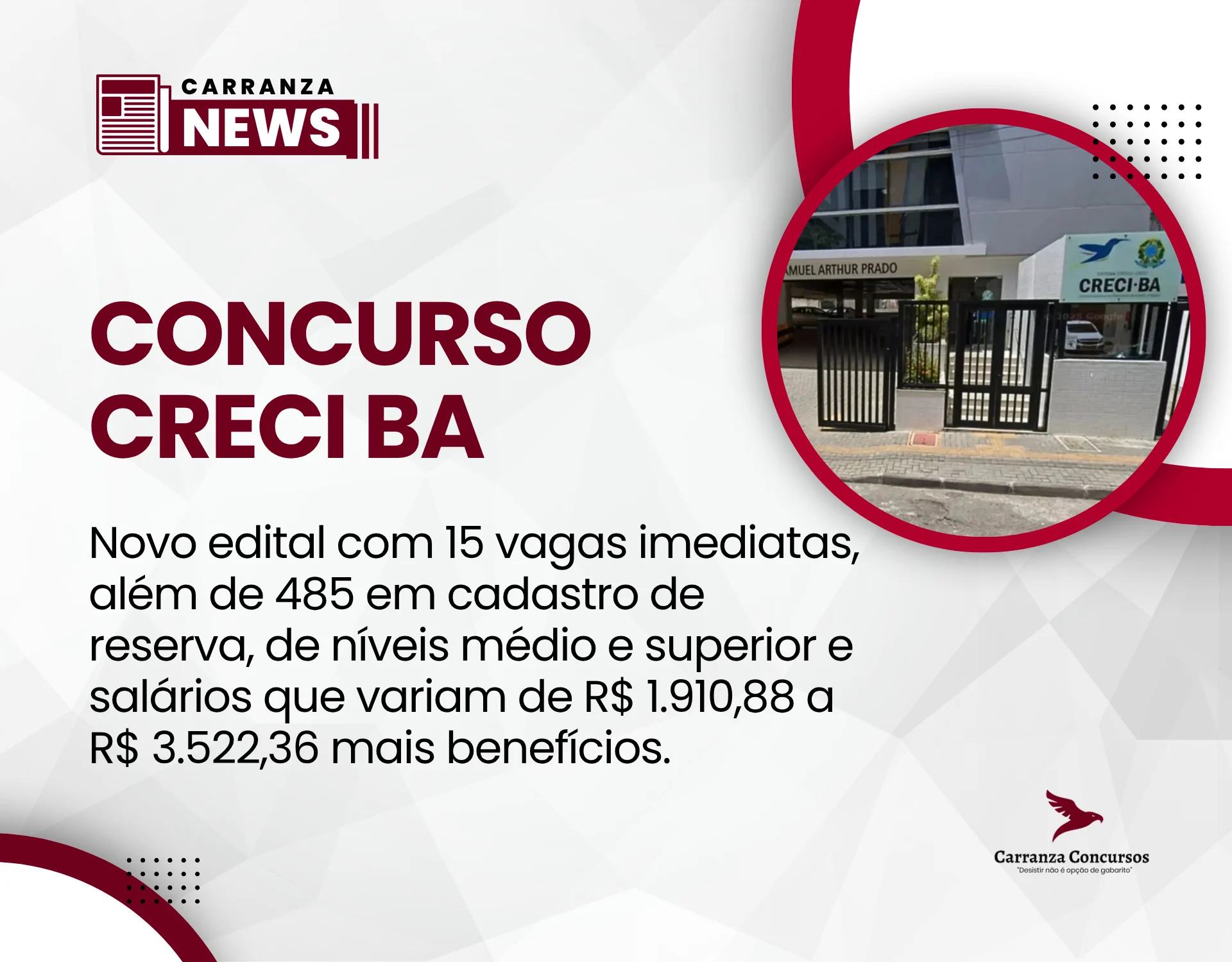 Concurso CRECI BA publica edital com 500 vagas e salários de até R$ 3,5 mil!