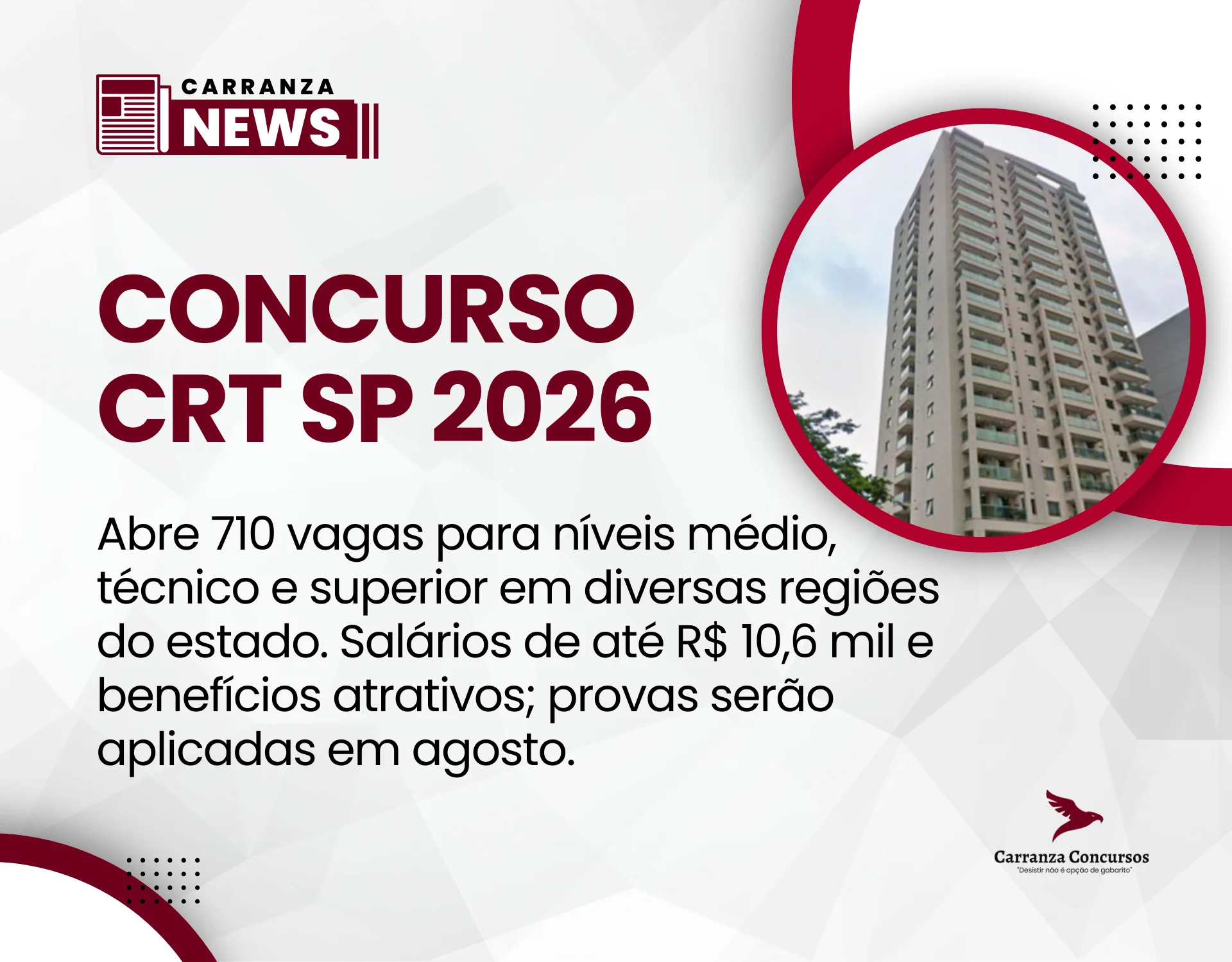 Processo seletivo do CRT SP abre 710 vagas para níveis médio, técnico e superior em diversas regiões do estado!