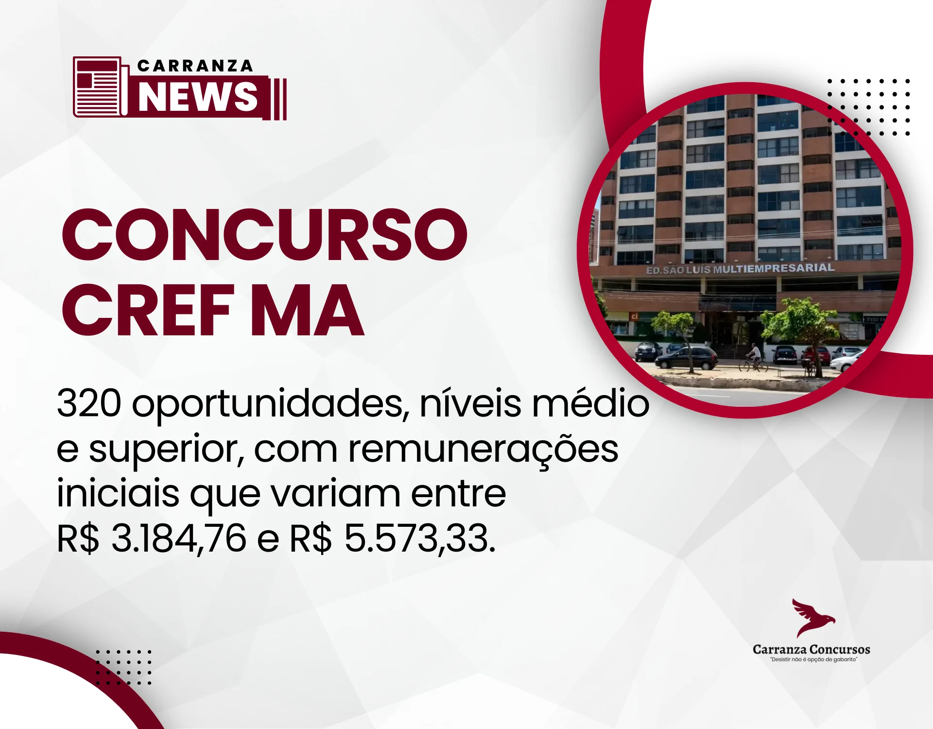 Concurso CREF MA tem edital publicado com 320 oportunidades; inscrições já estão abertas.