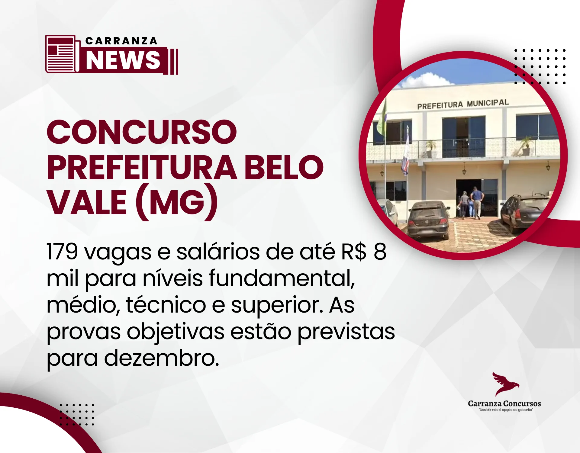 Prefeitura de Belo Vale (MG) é publicado com 179 vagas e salários de até R$ 8 mil!