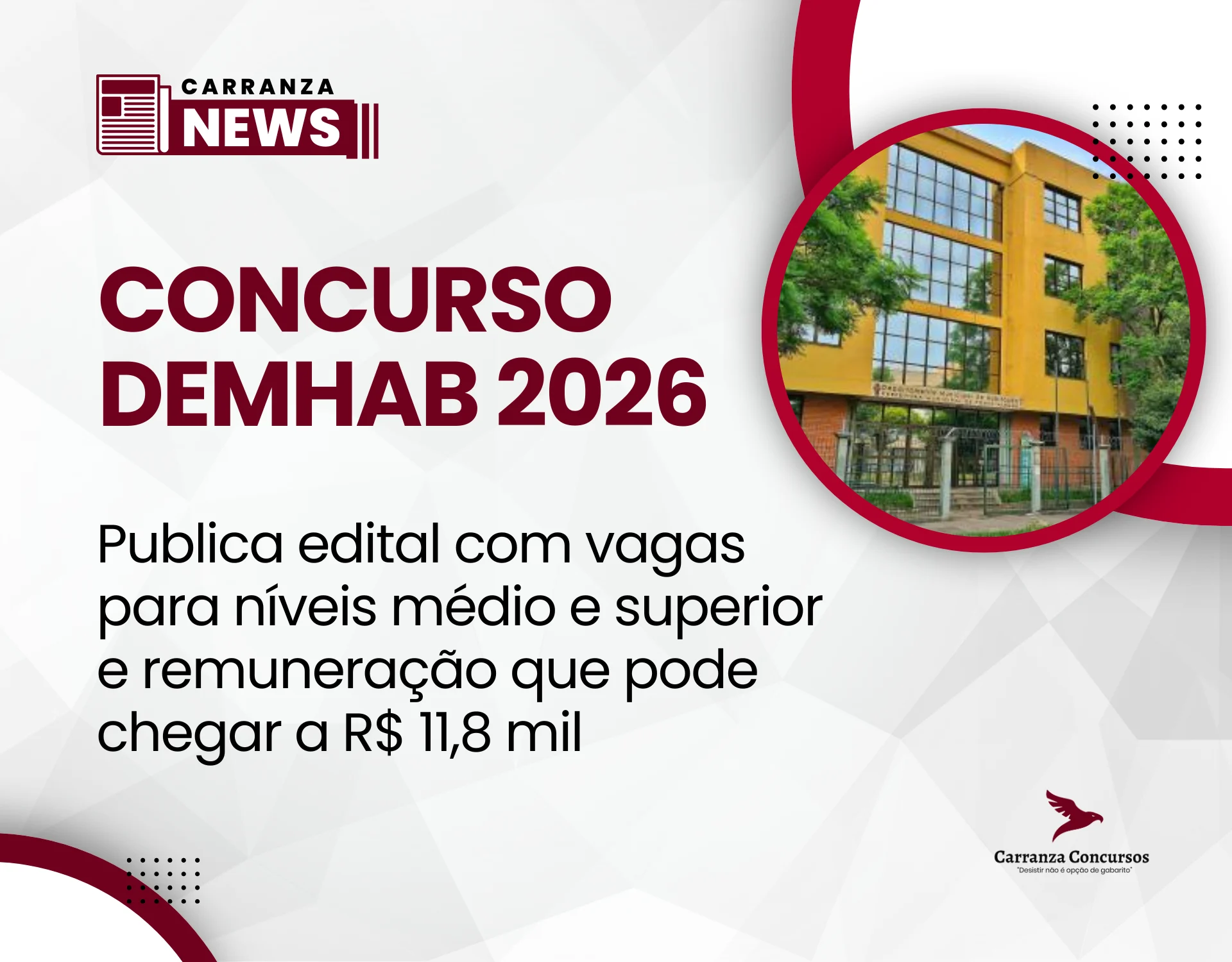 DEMHAB Porto Alegre publica edital com vagas para níveis médio e superior e remuneração que pode chegar a R$ 11,8 mil!