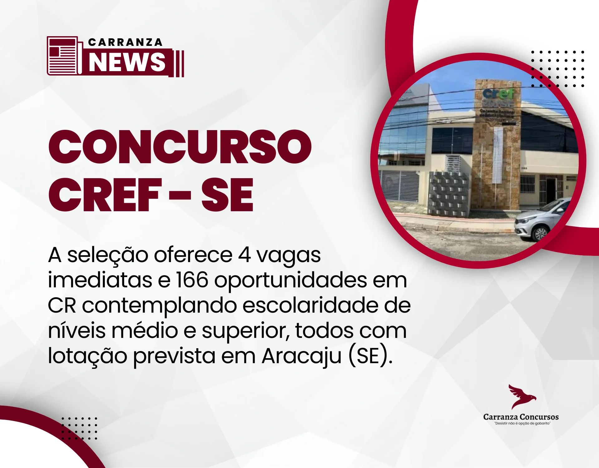 Concurso CREF SE: edital publicado com 4 vagas e 166 oportunidades em cadastro de reserva!