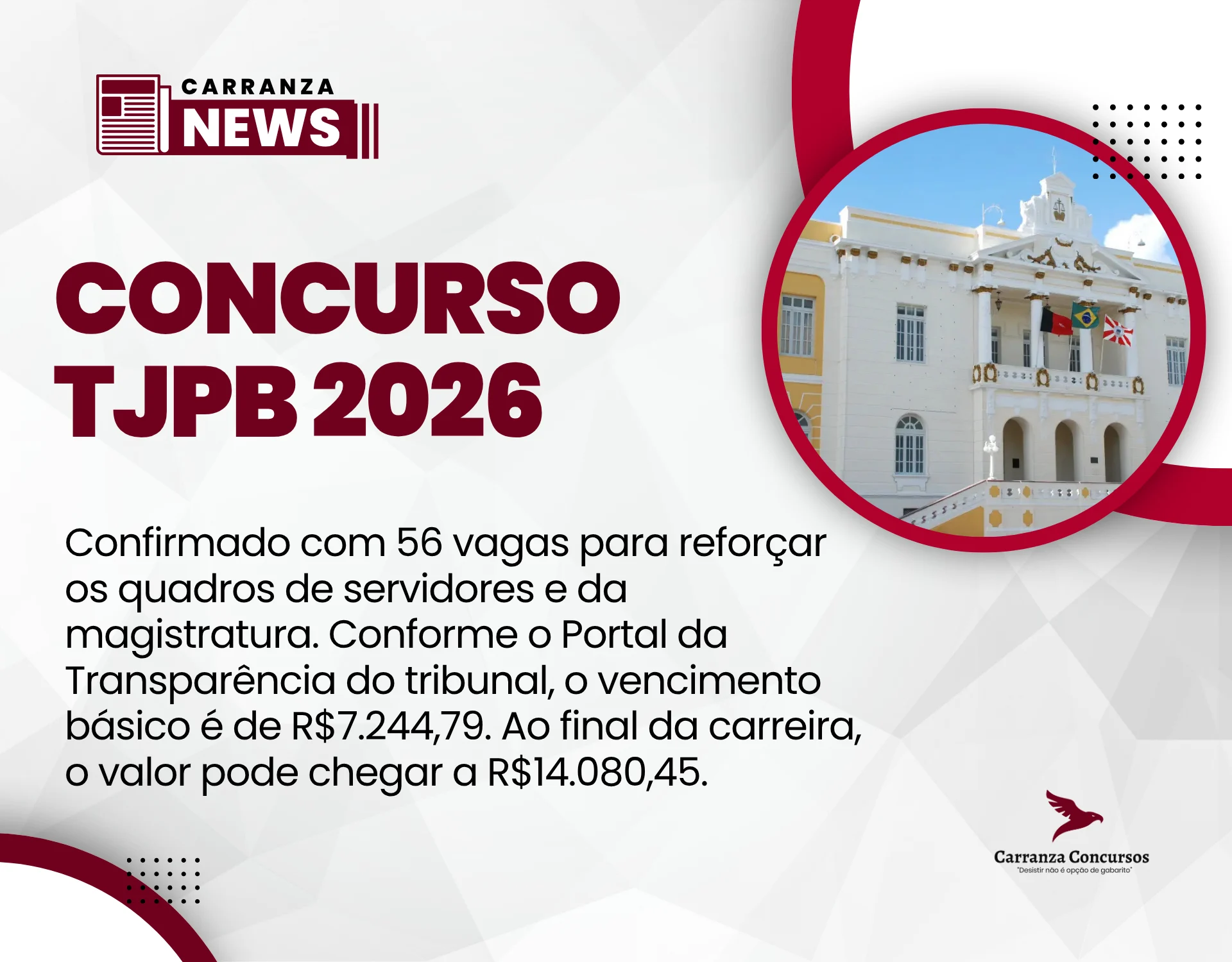 Concurso TJ PB é confirmado com 56 vagas para analistas e juiz substituto!