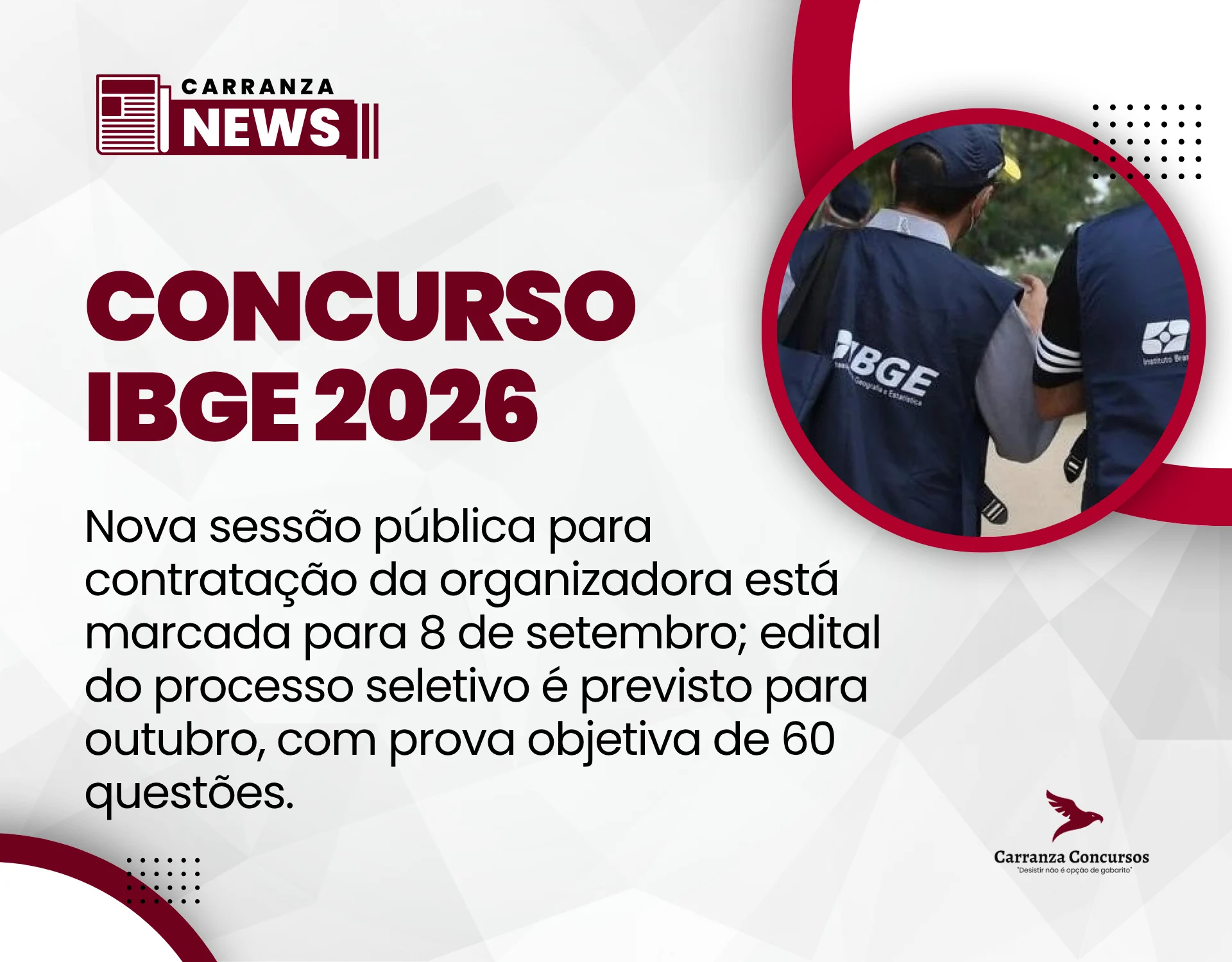 Concurso IBGE: prazo para escolha da banca é adiado; seleção terá 27.279 vagas para recenseador.