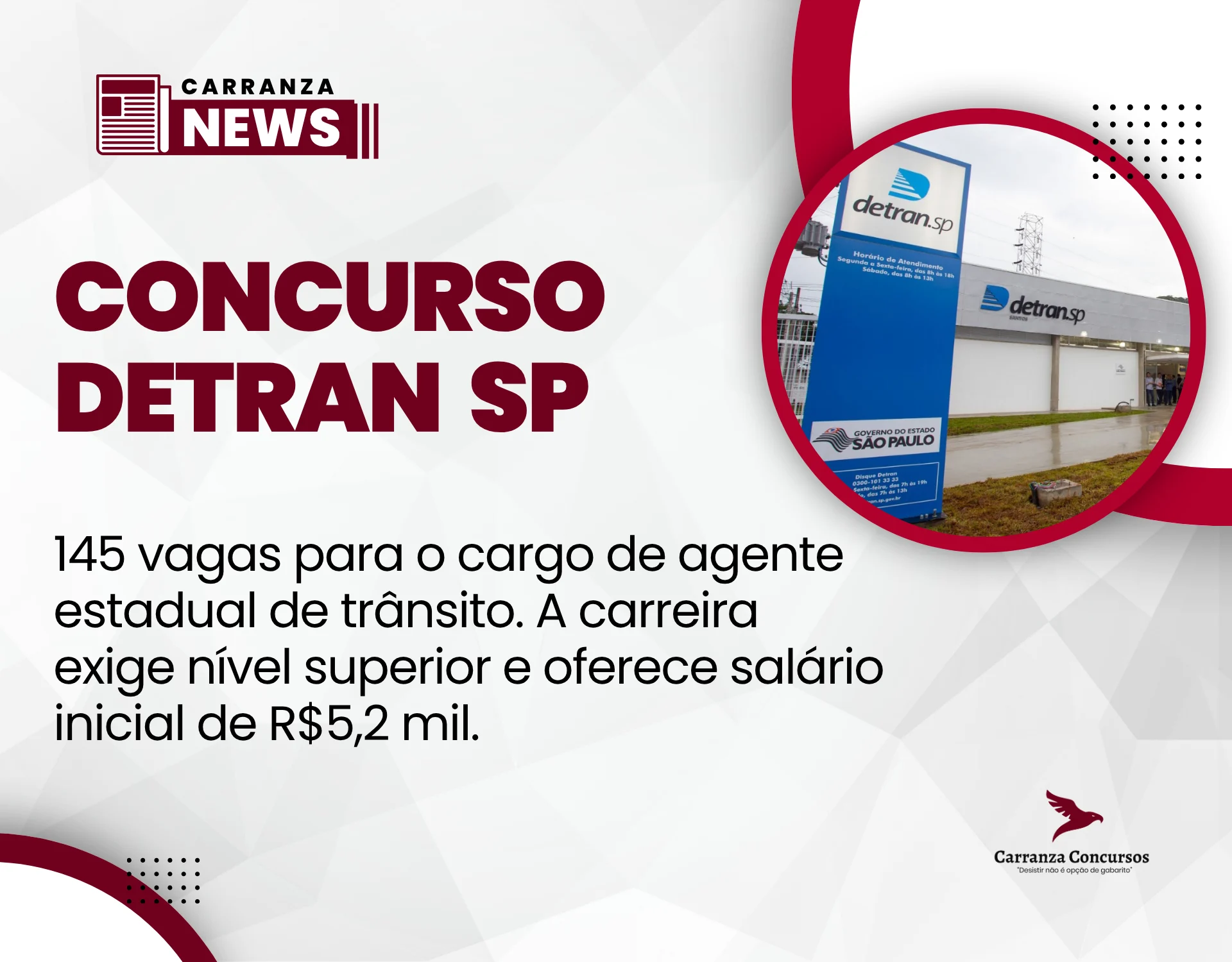 Concurso Detran SP 2026: edital publicado com 145 vagas e salário inicial de R$ 5,7 mil!